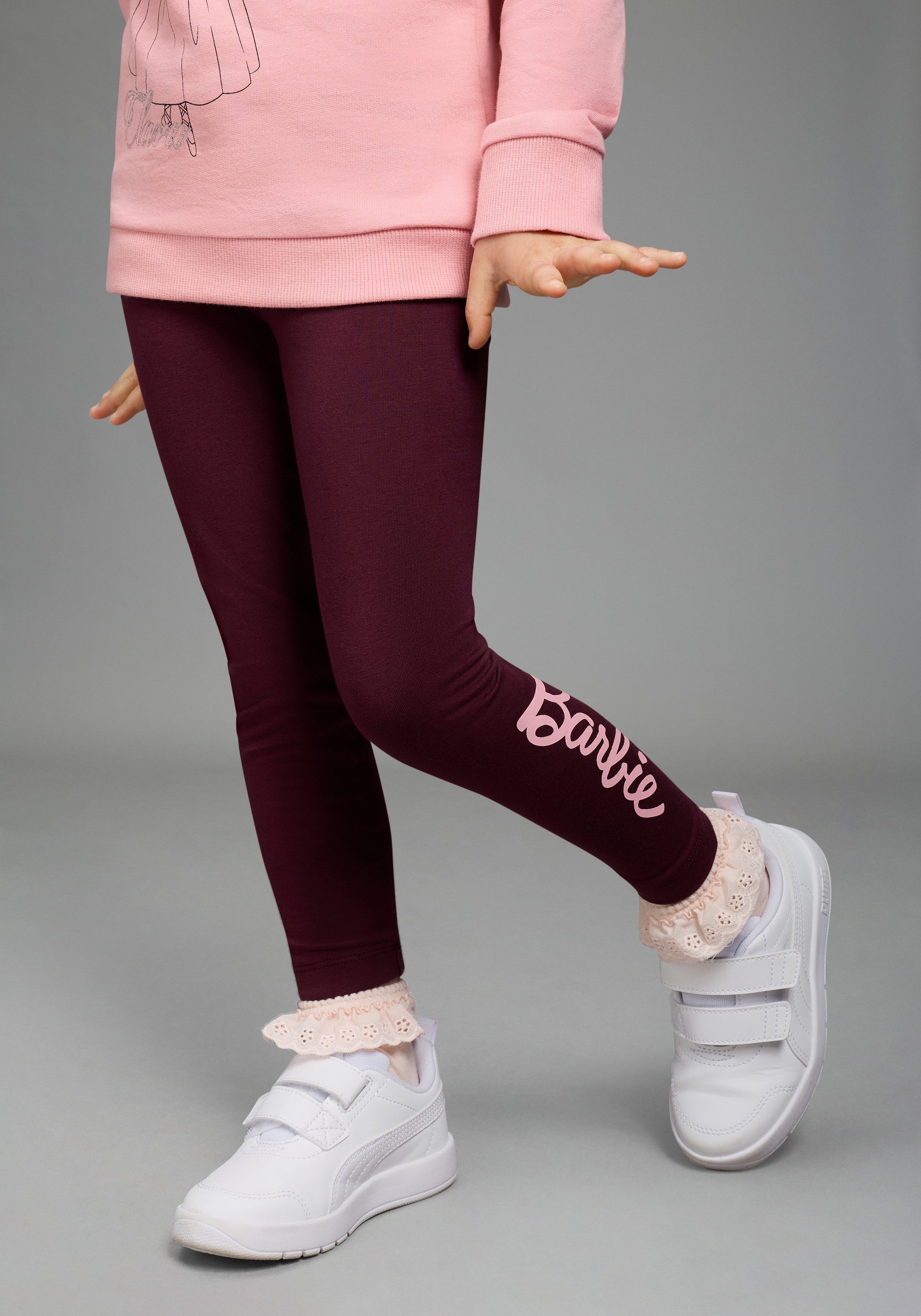 KIDSWORLD Leggings BARBIE Leggings, Mattel BARBIE Legggings, extra-eng geschnittenes Bein, Logo-Druck