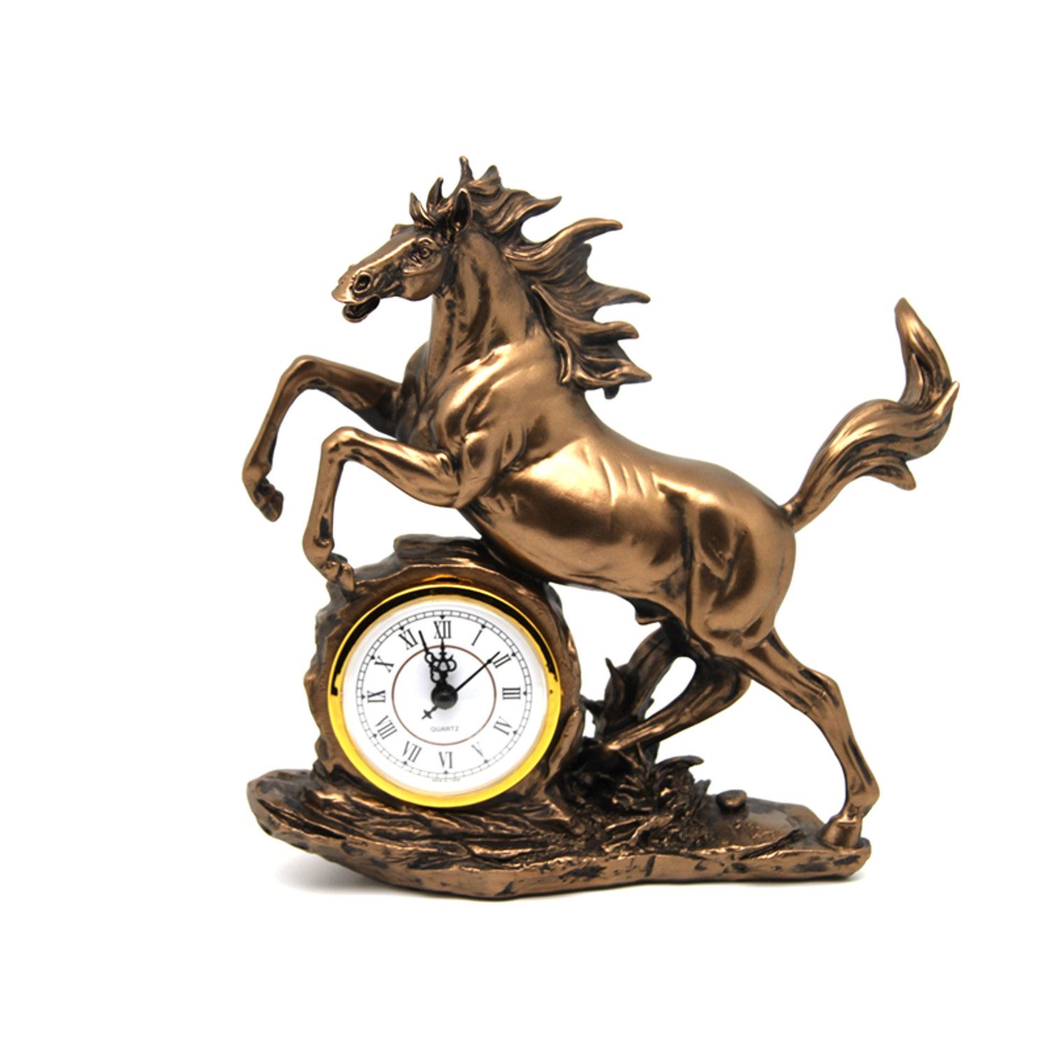 Queen Isabell Tischuhr Figur Pferd im Galopp Bronze Dekoration