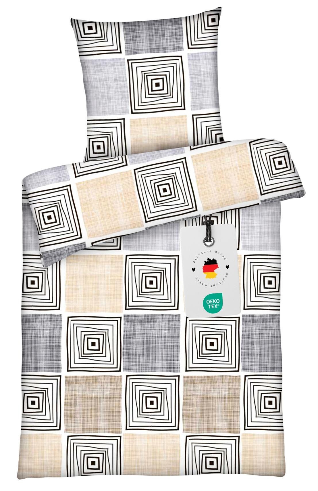 Bettwäsche 135x200 100% Baumwolle Renforce Bettbezug Grau Beige Frühling Sommer