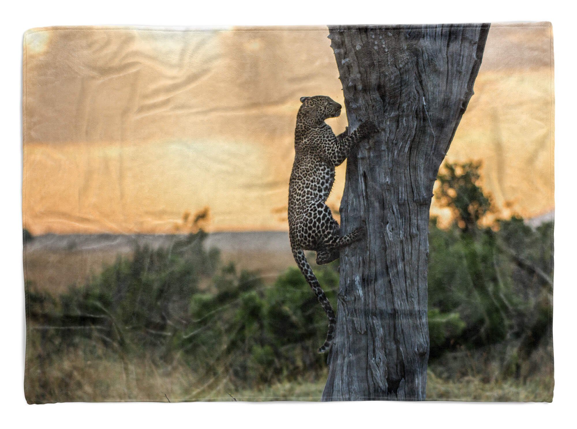 Baumwolle-Polyester-Mix (1-St), Handtuch au, Art Handtuch klettert Tiermotiv Jaguar Sinus Handtücher Kuscheldecke Strandhandtuch Saunatuch mit