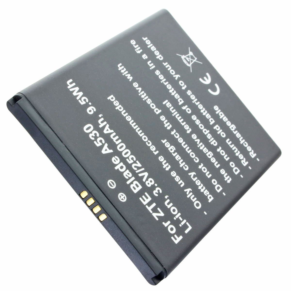 2500mAh Akku passend für ZTE Blade A530 Li-Ion, 3,8V 9,5Wh, Li3826T43 Akku