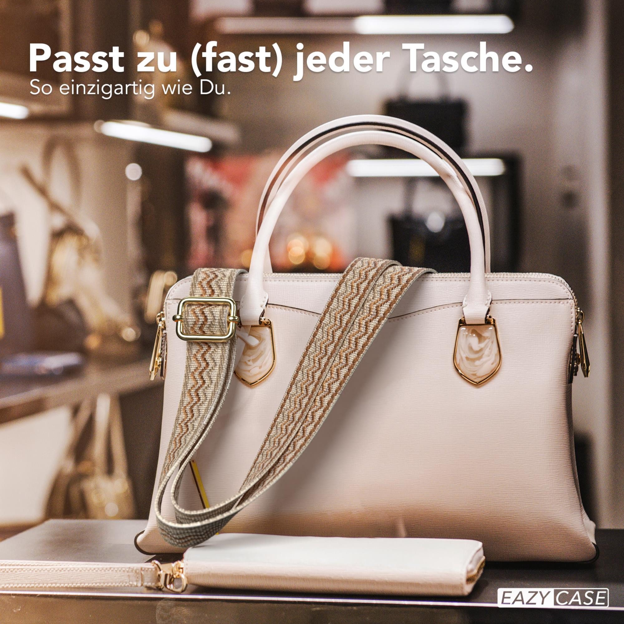 EAZY CASE Schulterriemen Ersatz Taschenriemen Boho Style Cross Bag Wave Handytaschenband Smartphonekette Schultertasche Beige – Bild 4 von 5