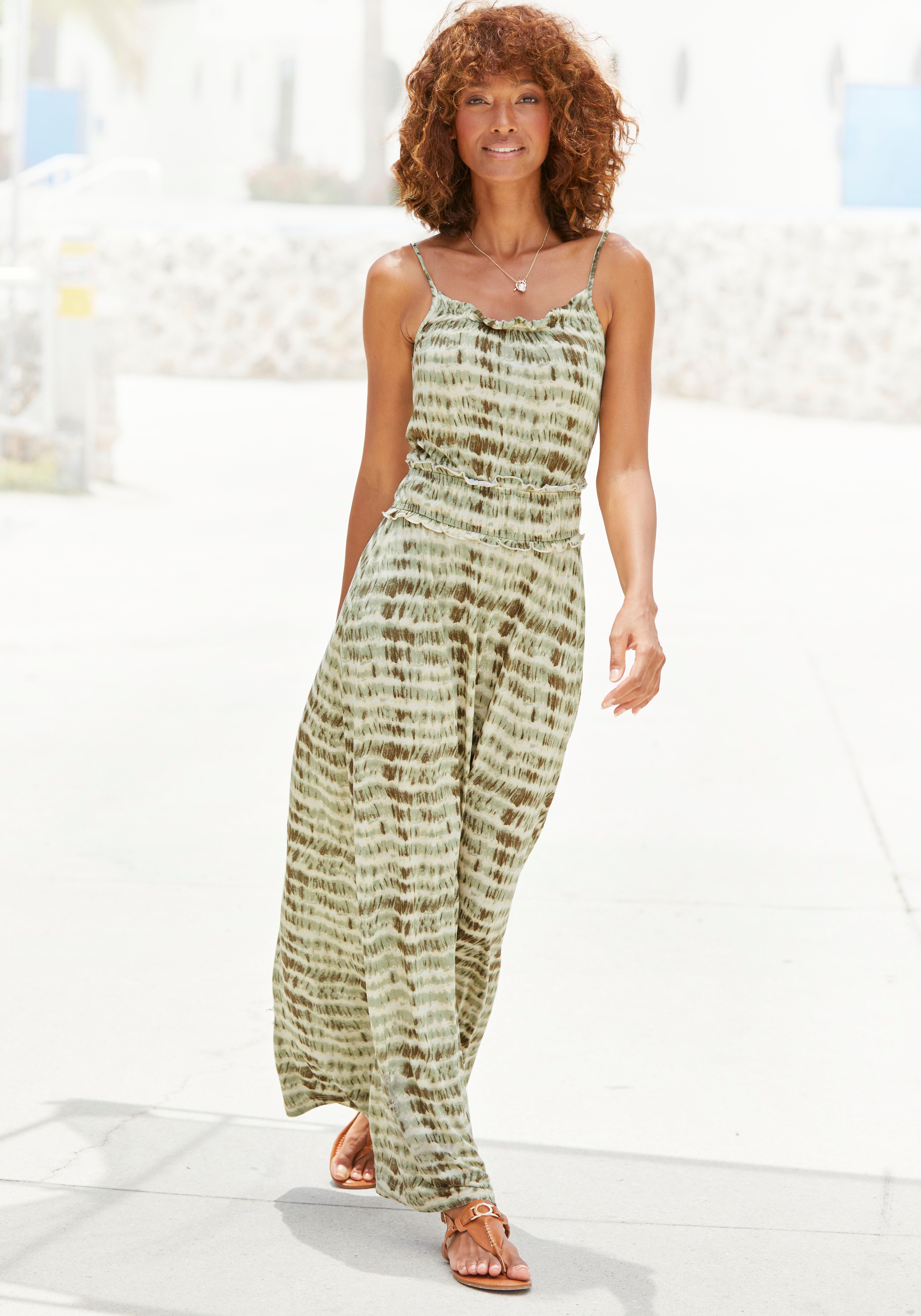 LASCANA Maxikleid mit Rüschendetails und Gummi günstig online kaufen