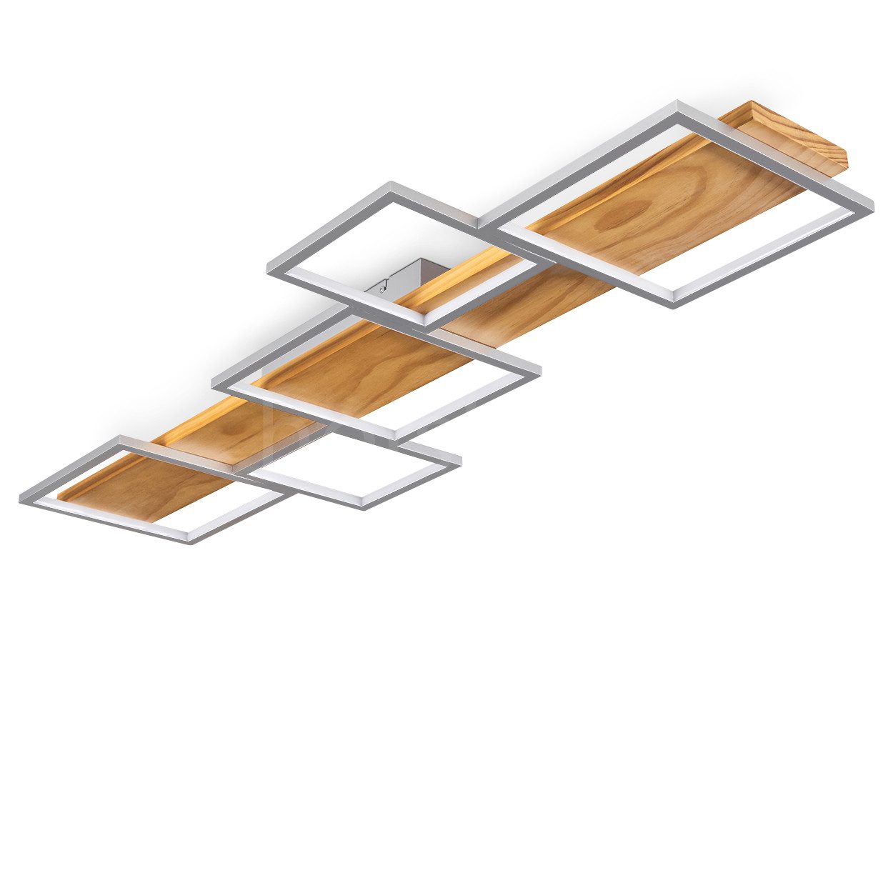 hofstein Deckenleuchte Deckenlampe aus Metall/Holz/Kunststoff in Silberfarb günstig online kaufen