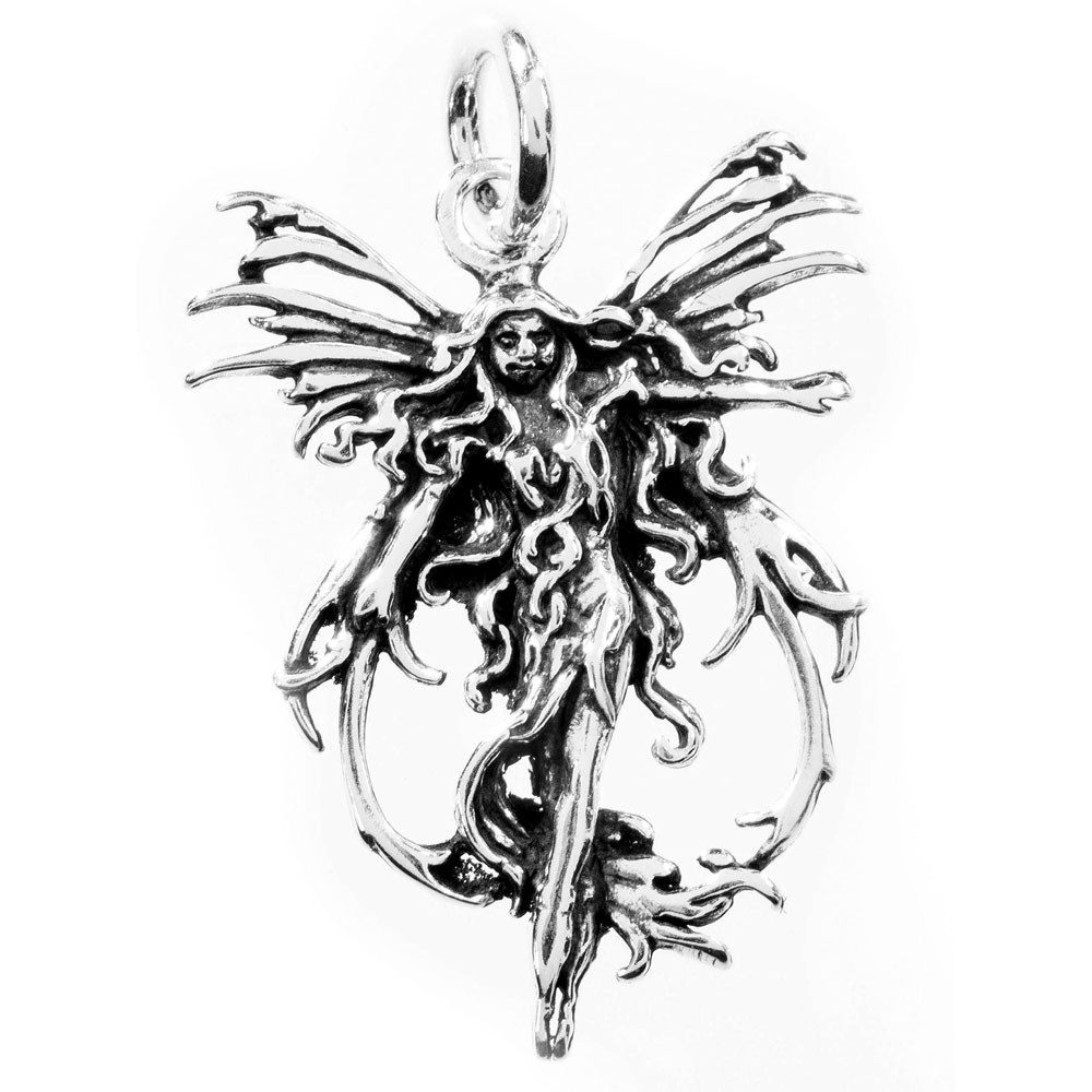 Kettenanhänger Elfe/Fee Schmuck Anhänger 925er Silber - Elfen Feen - 38x25mm