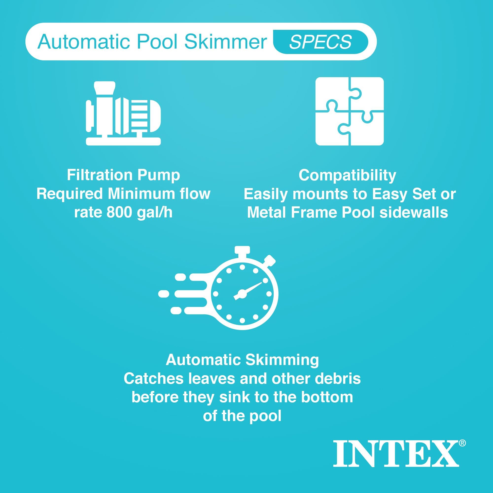Intex Skimmer Skimmer Deluxe für große Pools, ab 3.028 Liter/Std. Pumpen geeignet, Groß, ideal für große Pools