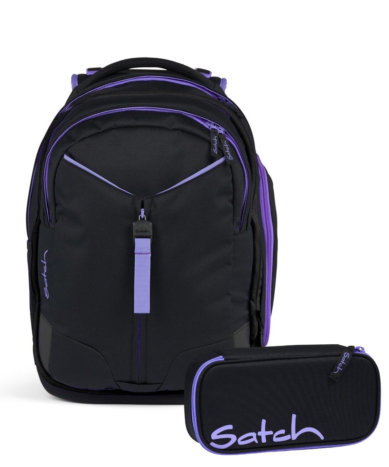 Satch Schulranzen Schulrucksack-Set MATCH Purple Phantom 2-teilig, Kollektion 2024 (2-teilig), Laptop-Fach, Your-Size-System, Schulranzen