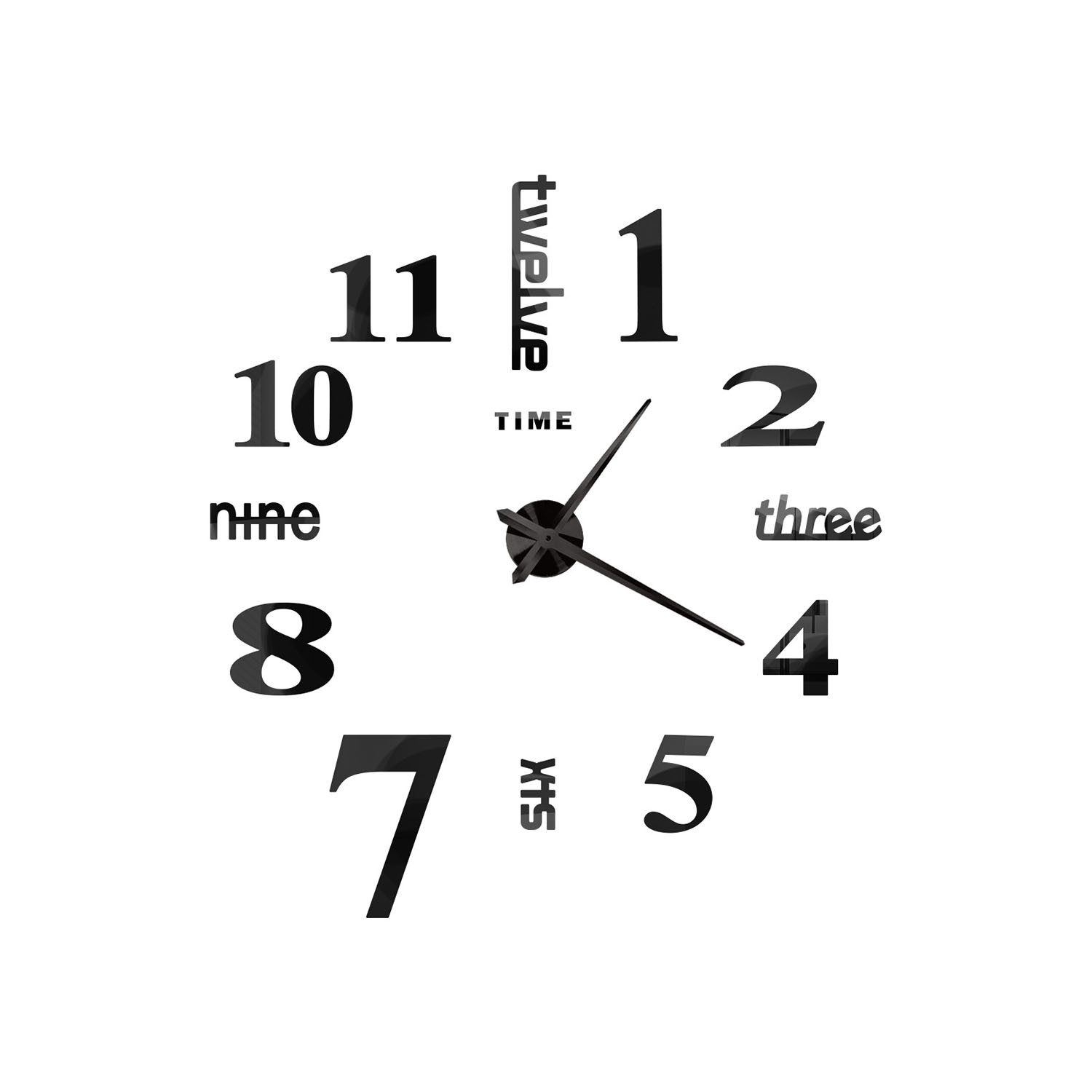 FELIXLEO Wanduhr 3D Wanduhr Groß XXL zum Kleben - DIY Mute Modern Uhr 70-120cm