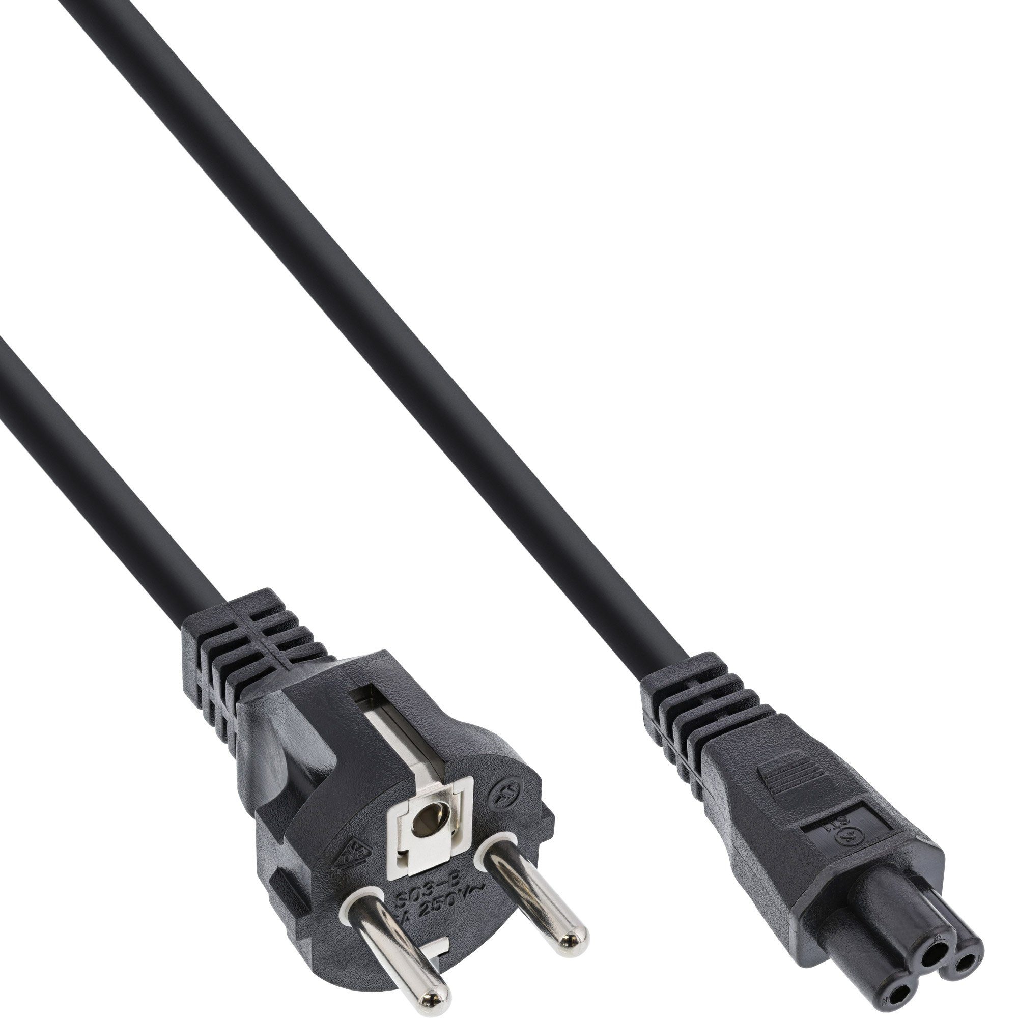 InLine® Netzkabel für Notebook, 3pol Kupplung, schwarz, 0,3m Stromkabel