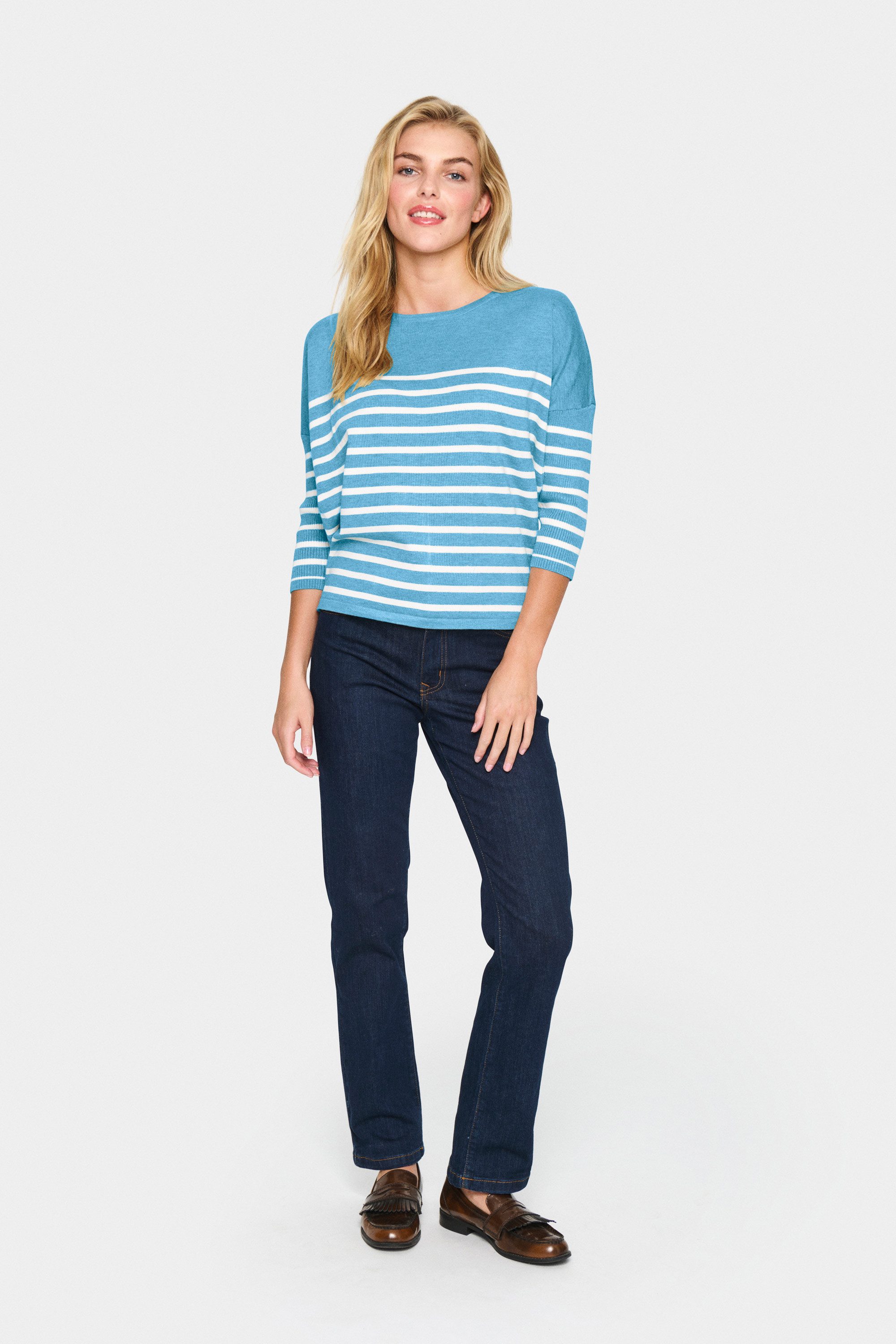 Saint Tropez Strickpullover "MilaSZ R-neck Stripe" günstig online kaufen