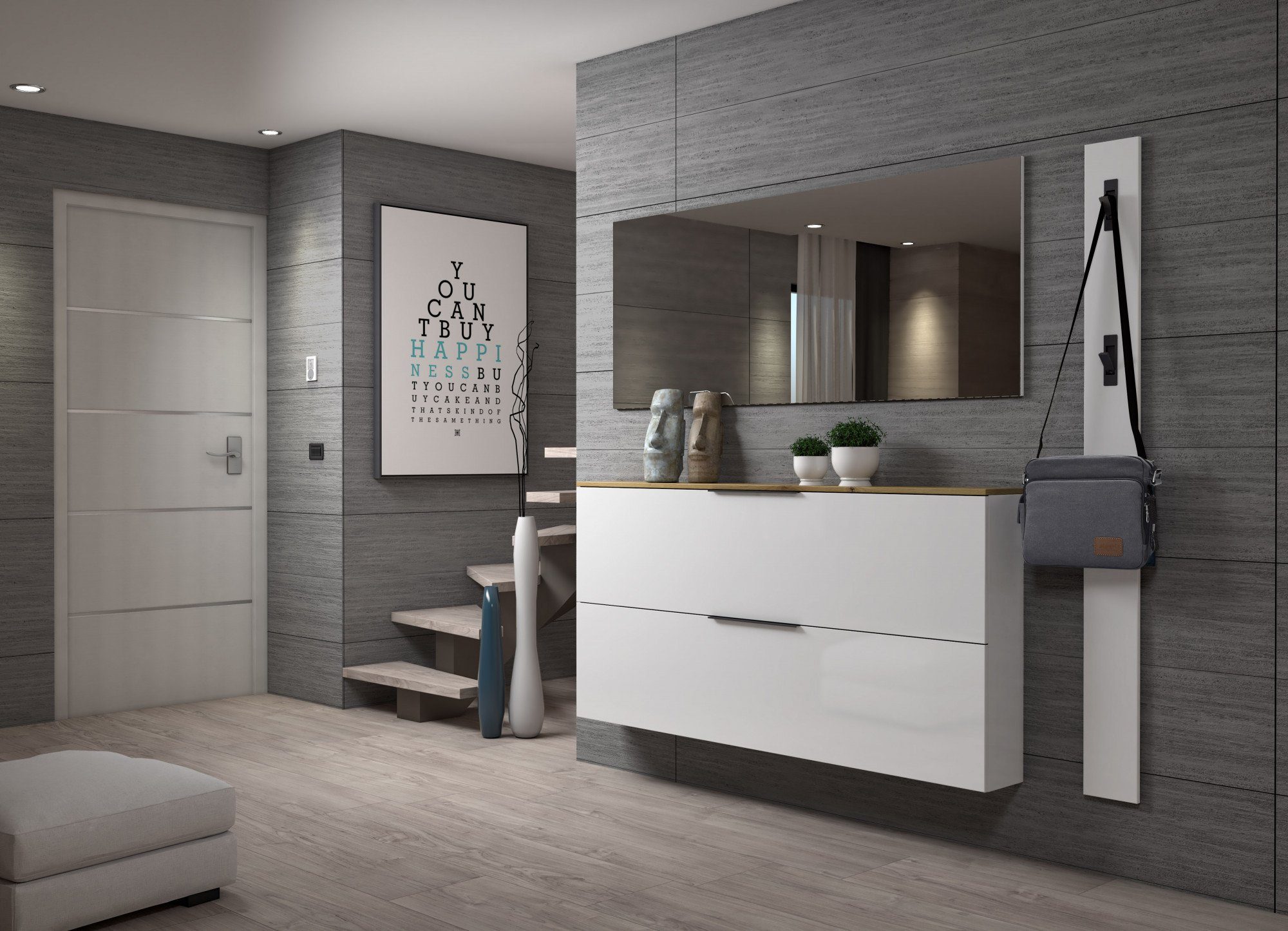 Home affaire Garderobenpaneel SPACE, Garderobenleiste, Wanpaneel, Wandgarderobe, Garderobenleiste (1 St), mit 3 Klapphaken, Hochglanz lackiert, 15x2x170 cm