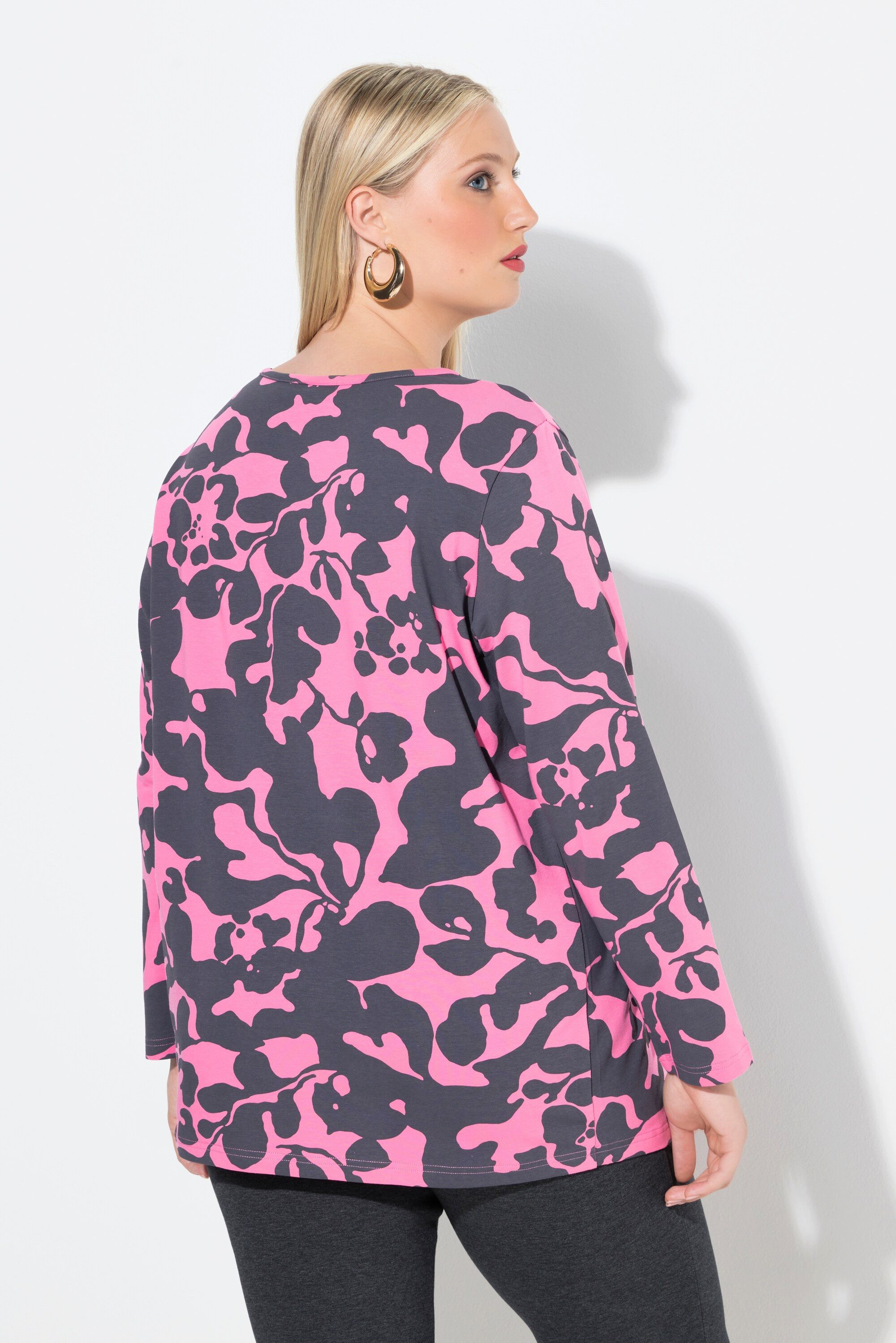 Ulla Popken Longsleeve Shirt Keyhole Rundhalssschnitt Langarm – Bild 3 von 4