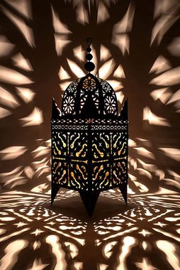 Marrakesch Orient & Mediterran Interior Windlicht Marokkanische Laterne Frane Rost, orientalisches Windlicht, Marokkanische Metalllaterne für draußen als Gartenlaterne, oder Innen als Tischlaterne, Marokkanisches Gartenwindlicht, Handarbeit