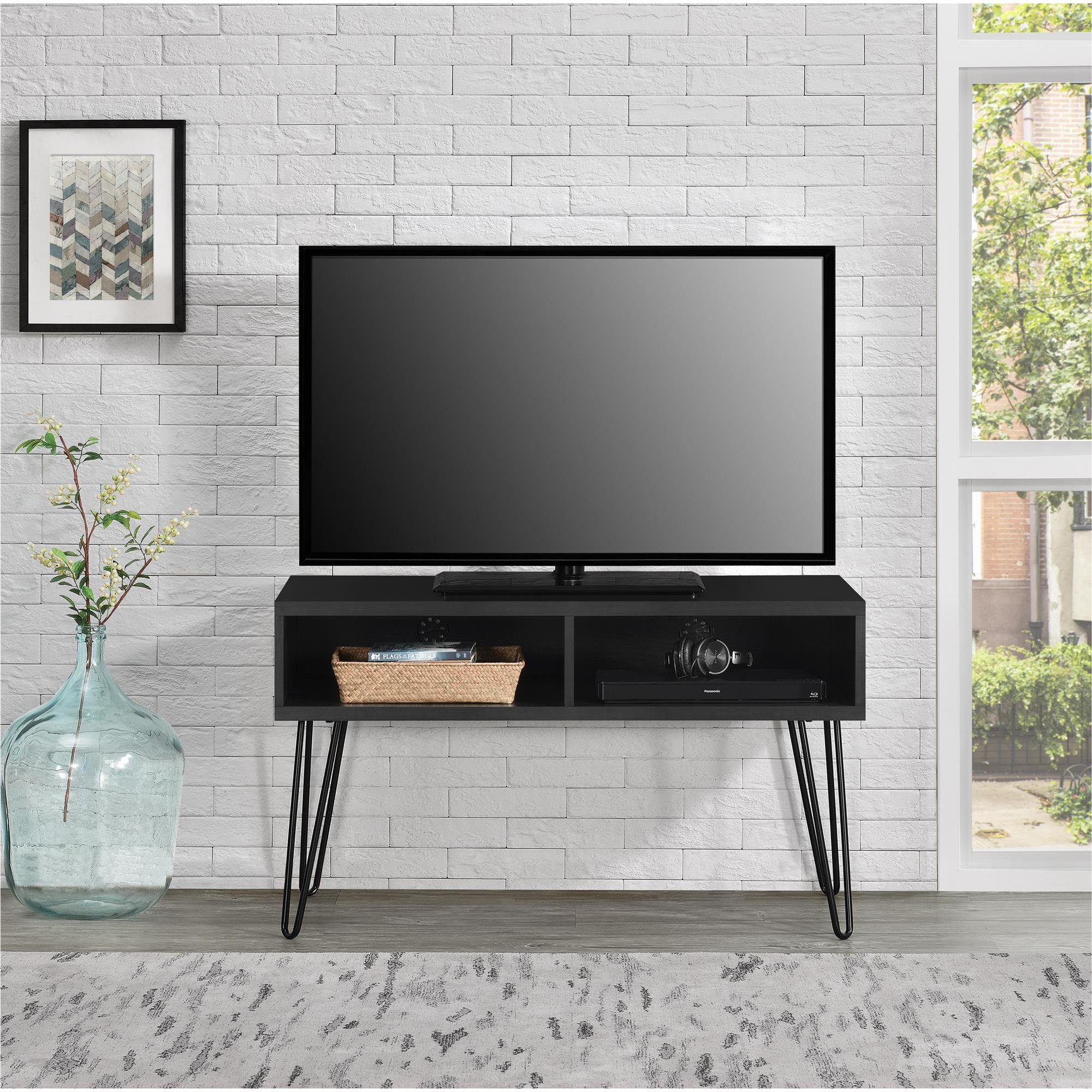 loft24 Lowboard Owen, TV-Bank Fernsehschrank 2 Fächer, MDF, Haarnadel Beine