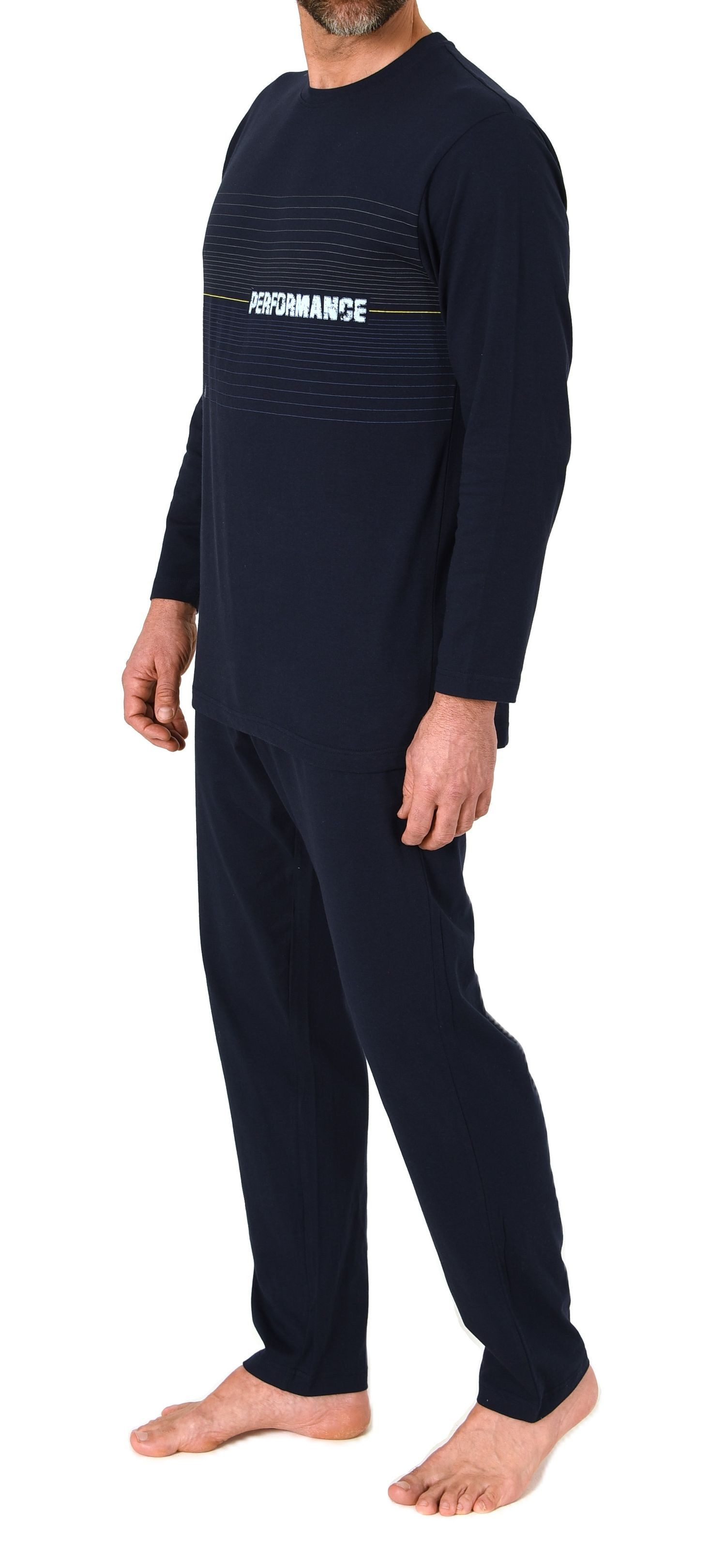 Normann Pyjama Normann Herren Schlafanzug lang Pyjama Frontprint - auch in Übergröße