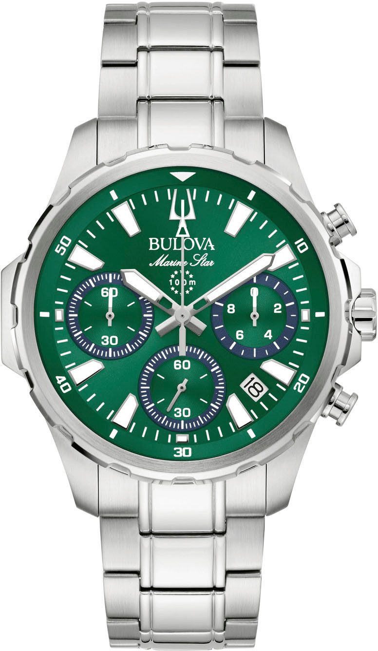 Bulova Chronograph Marine Star Series B 96B465, Quarzuhr, Armbanduhr, Herrenuhr, Edelstahlarmband, analog