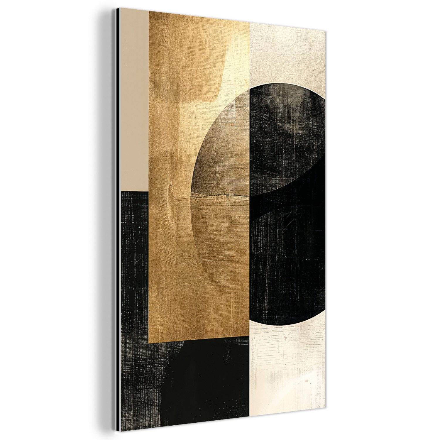 MuchoWow Metallbild Abstrakt - Modern - Schwarz - Gold, Inkl. Aufhängung, Alu-Dibond-Druck, Dekoration aus Metall, Aluminium deko, 20x30 cm
