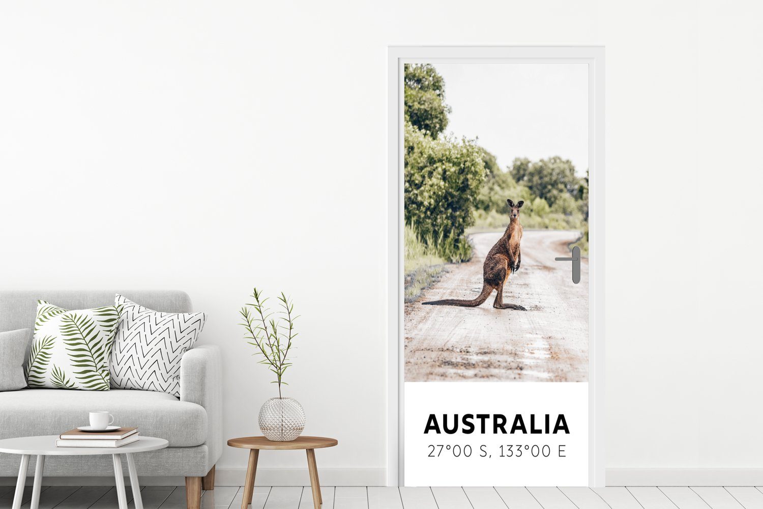 Türaufkleber, - St), Türtapete (1 - Australien Fototapete Känguru Tür, bedruckt, MuchoWow für cm 75x205 Tiere, Matt,