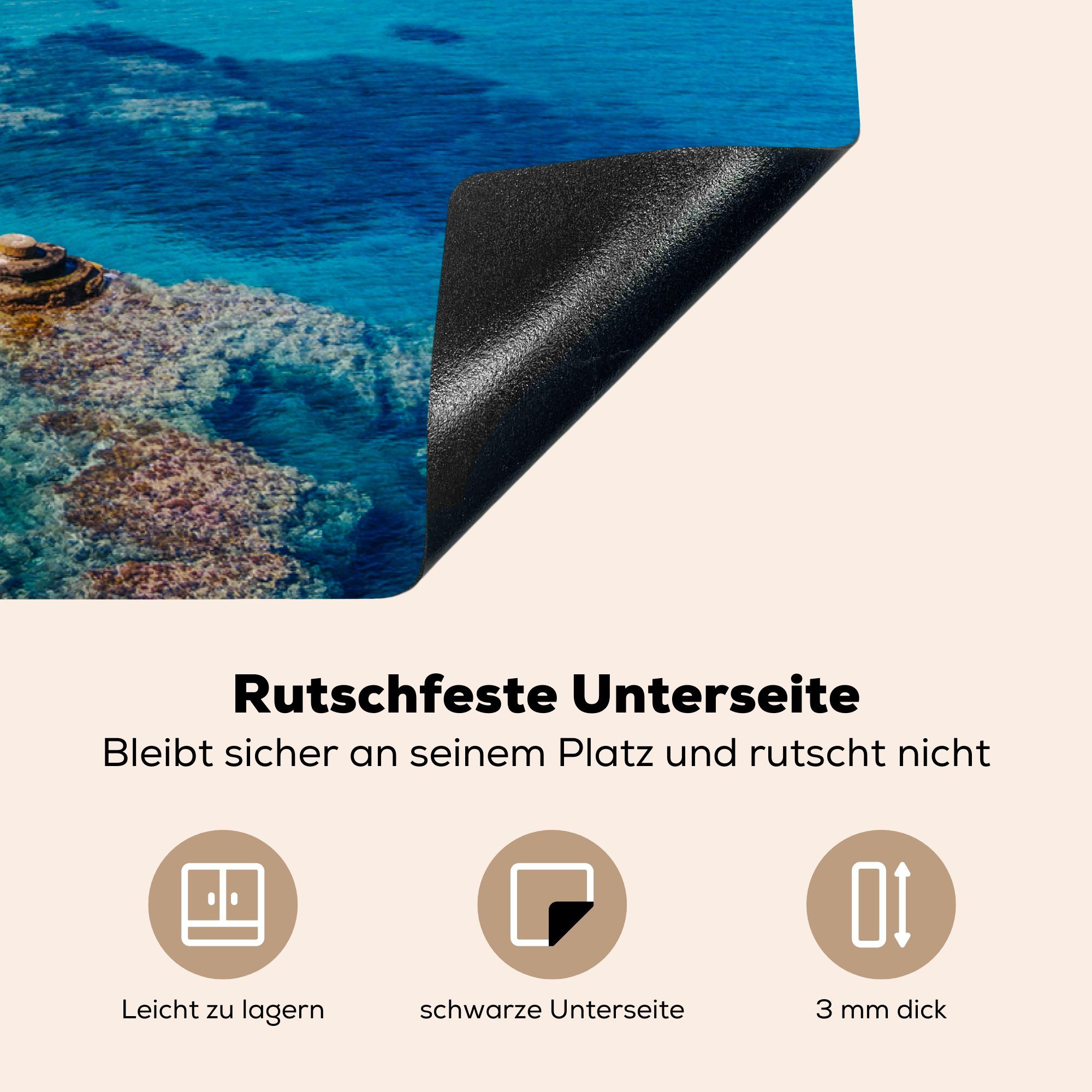 MuchoWow Herdblende-/Abdeckplatte Spanien - Fischerei küche, cm, Ceranfeldabdeckung Induktionskochfeld die Vinyl, tlg), (1 für 81x52 Meer, Schutz 