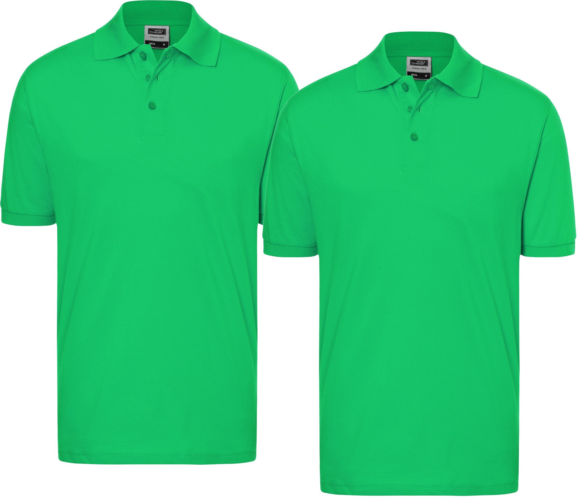 James & Nicholson Poloshirt Doppelpack Feines Herren Piqué-Polohemd mit gestrickten Bündchen JN070 (Doppelpack, 2er-Pack) Sportlicher Schnitt mit Seitenschlitzen