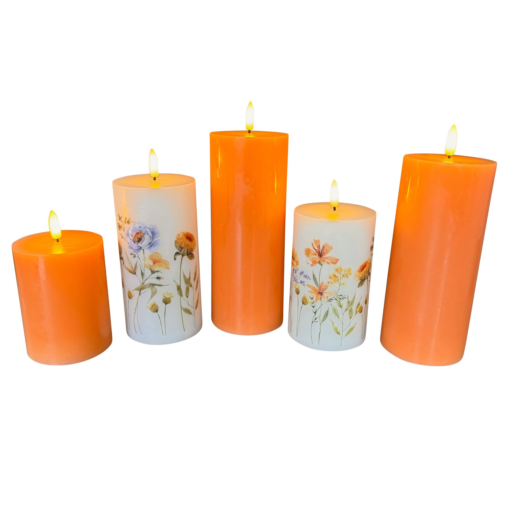 LED-Kerze 5er Set LED-Kerzen aus Echtwachs mit Timer