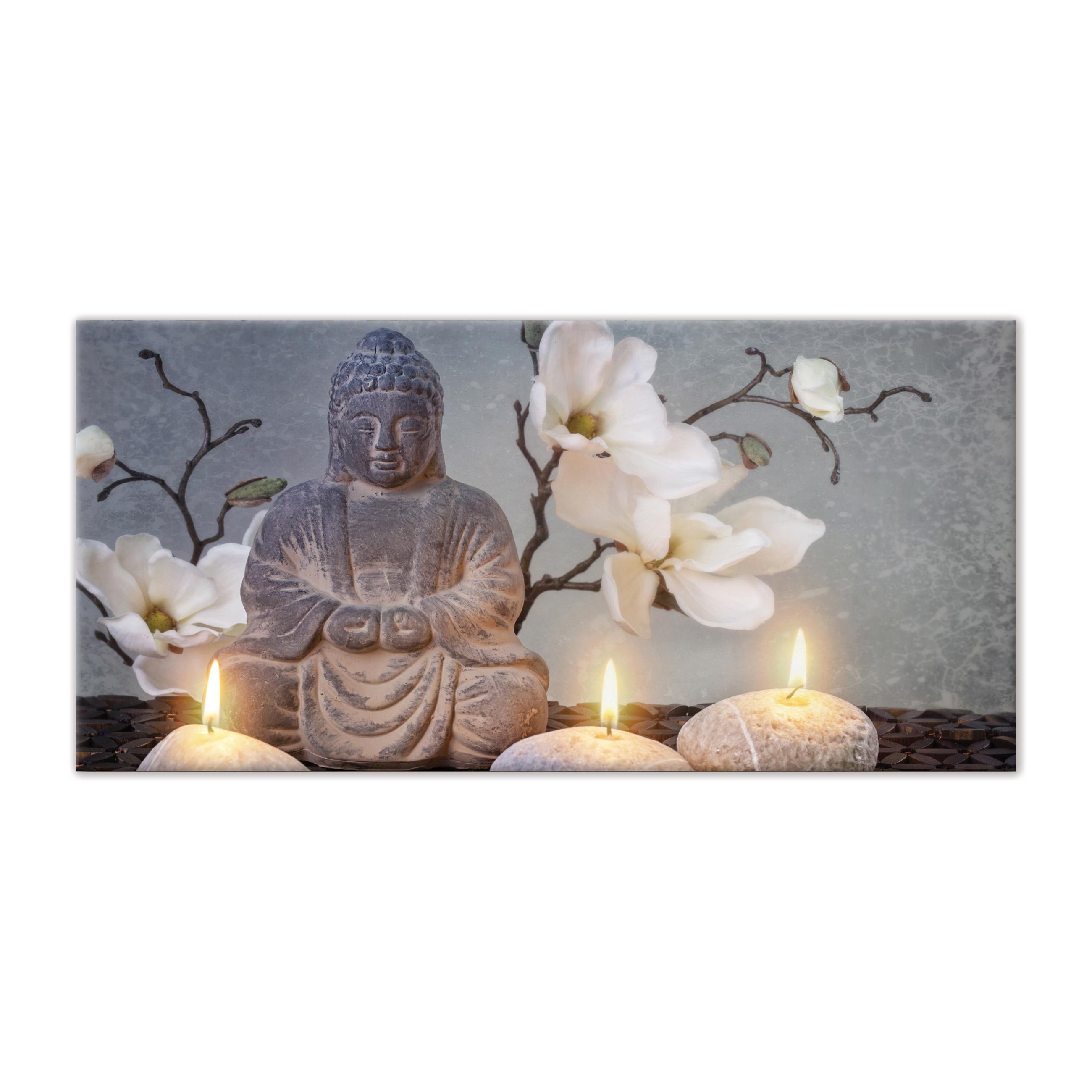 Wallarena Leinwandbild Buddha Blumen Orchidee Kunst günstig online kaufen