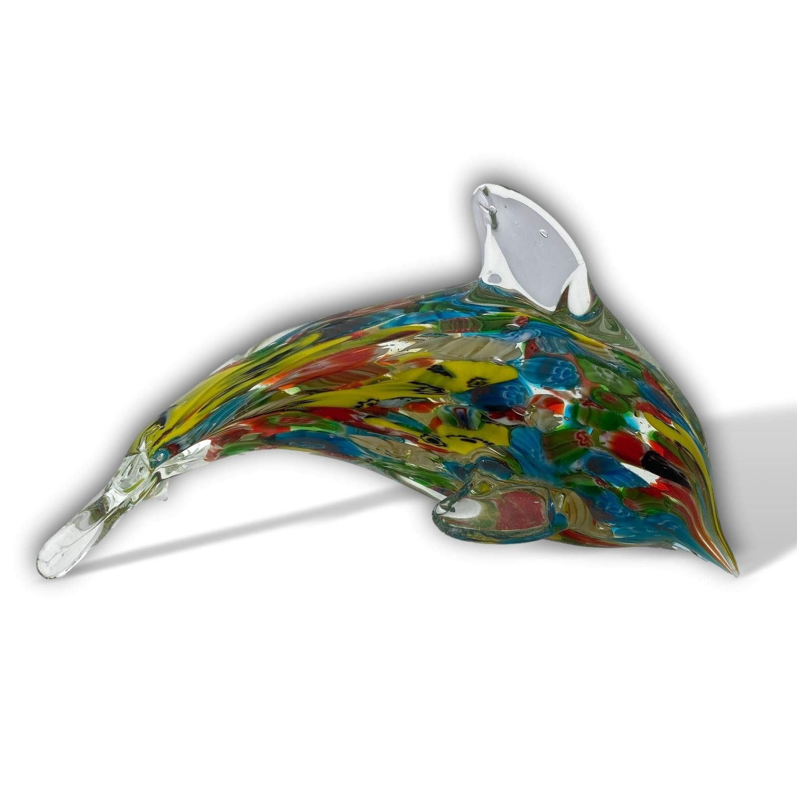 Aubaho Dekofigur Glasfigur Figur Delfin Fisch Delphin Glas Murano-Antik-Stil 17cm