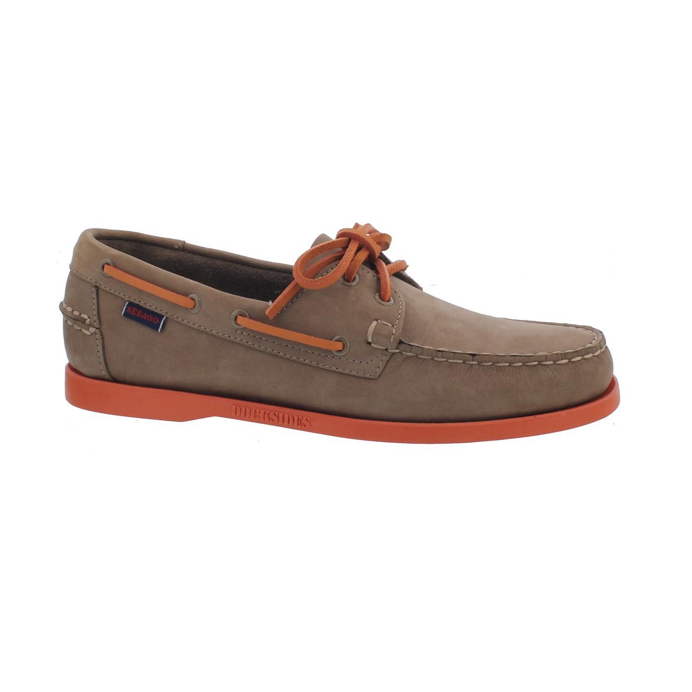 Sebago Docksides, Nubuck, Brown Taupe / Orange, Men 7000GA0-A70 Bootsschuh