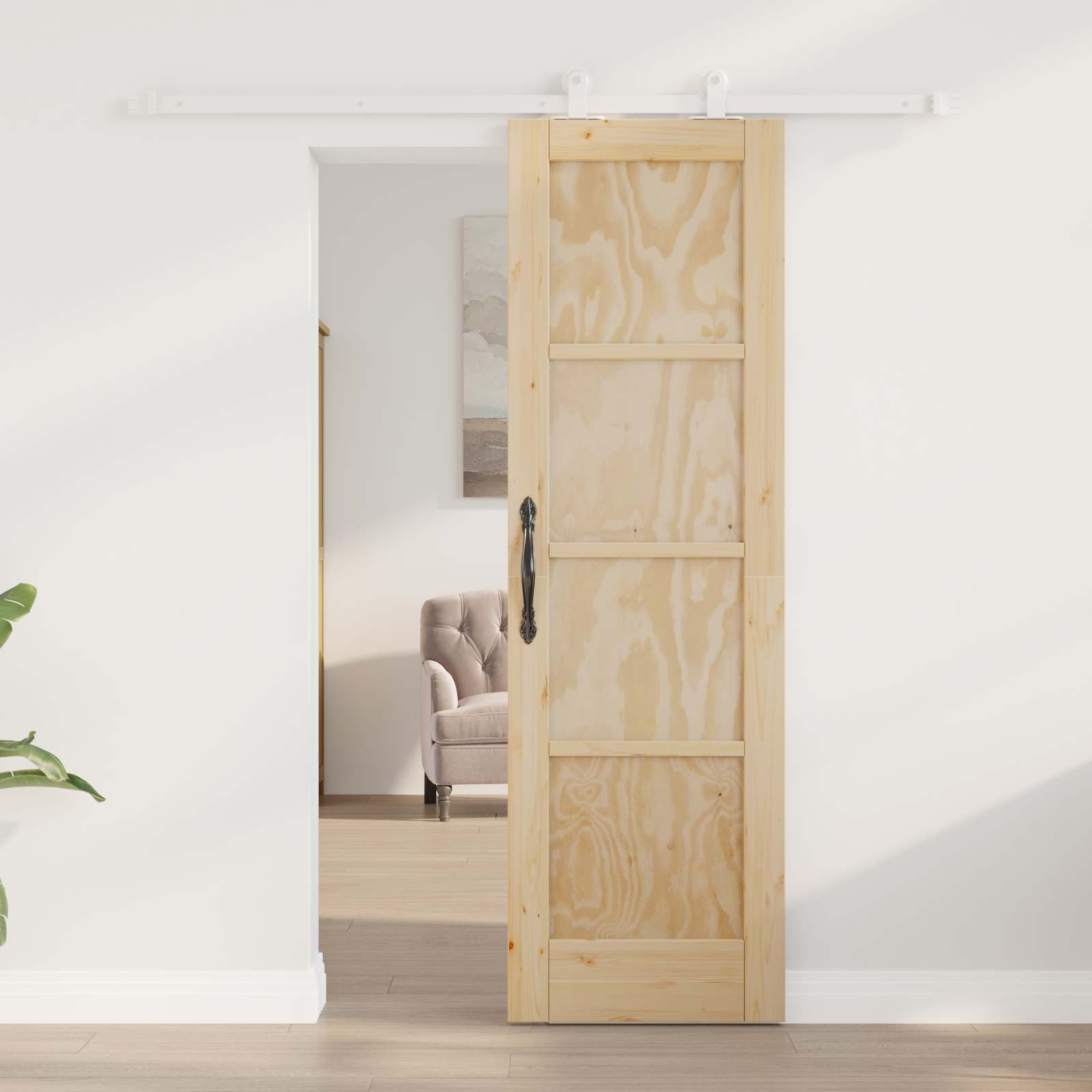 vidaXL Haustür Schiebetür Natürlich und Weiß 61 x 198,5 cm (1-St)