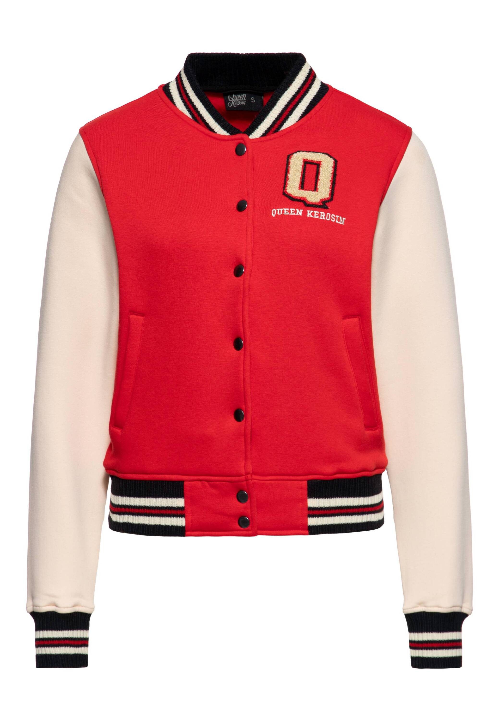 QueenKerosin Collegejacke Q (1-St) Mit Kontrast Raglan-Ärmeln