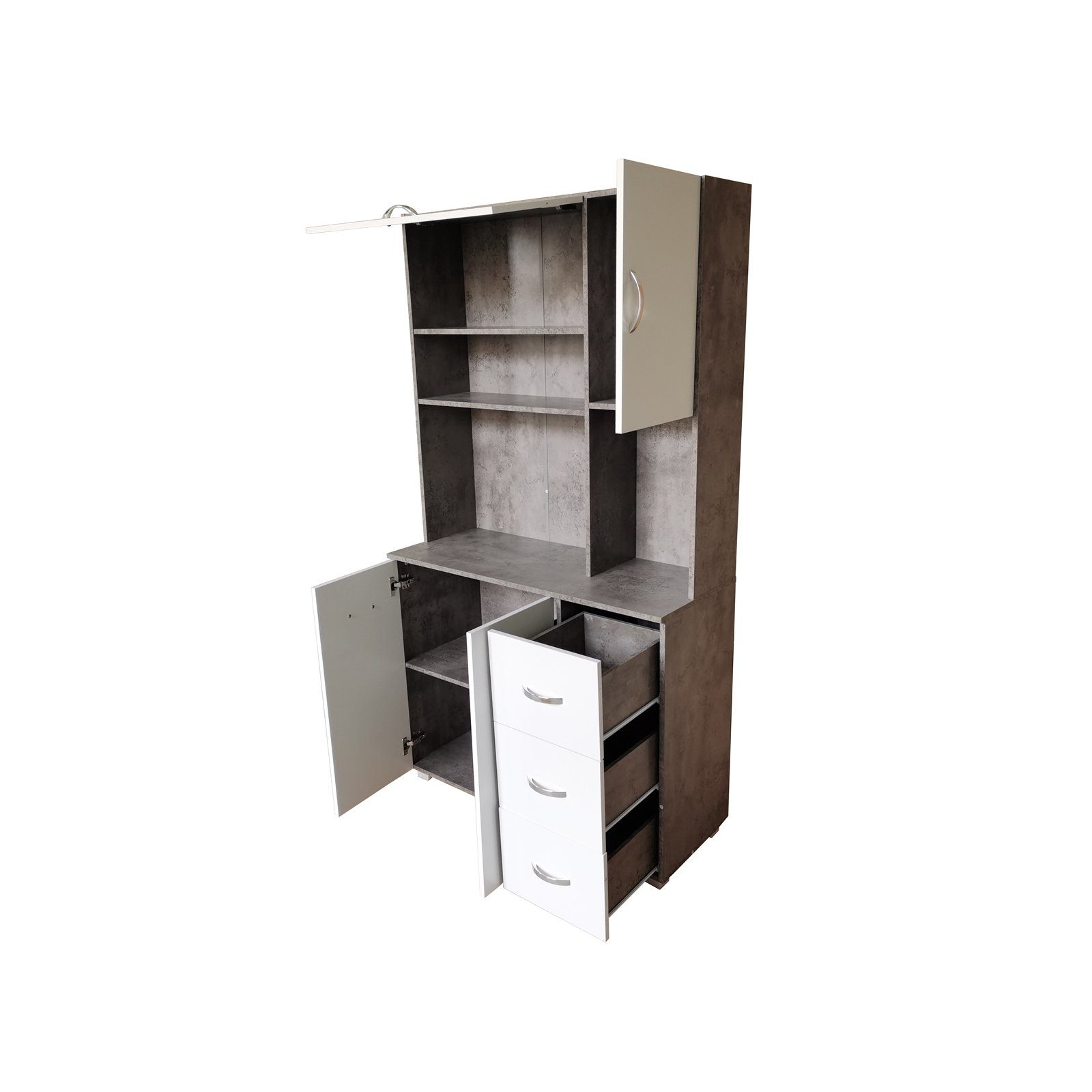 HTI-Living Hochschrank Küchenschrank Beton/Weiß Blanca (Stück, günstig online kaufen