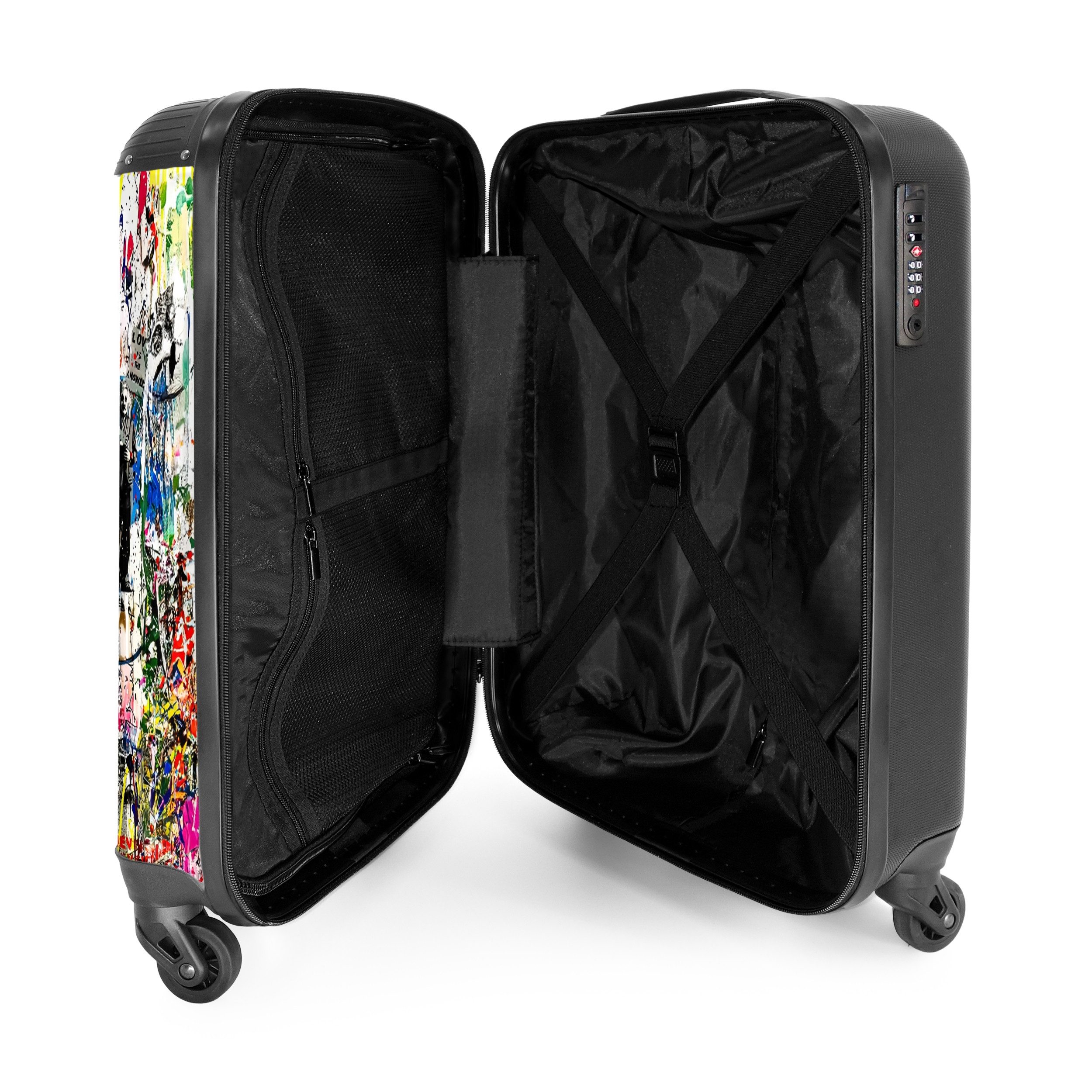 NoBoringSuitcases.com© Hartschalen-Trolley Bekannte Kunstwerke als bunte Graffiti-Kunst 55x35x20cm, Reisetasche mit Rollen, Koffer Handgepäck Flugzeug – Bild 4 von 5