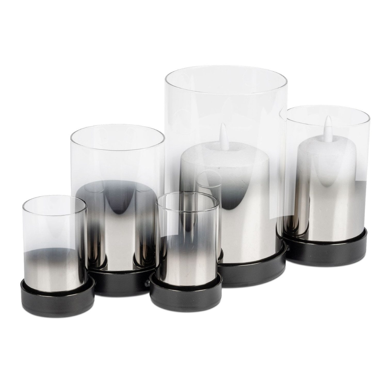 formano Windlicht Rauchglas, für 5 Kerzen, Schwarz, Rauchglas, H: 16cm