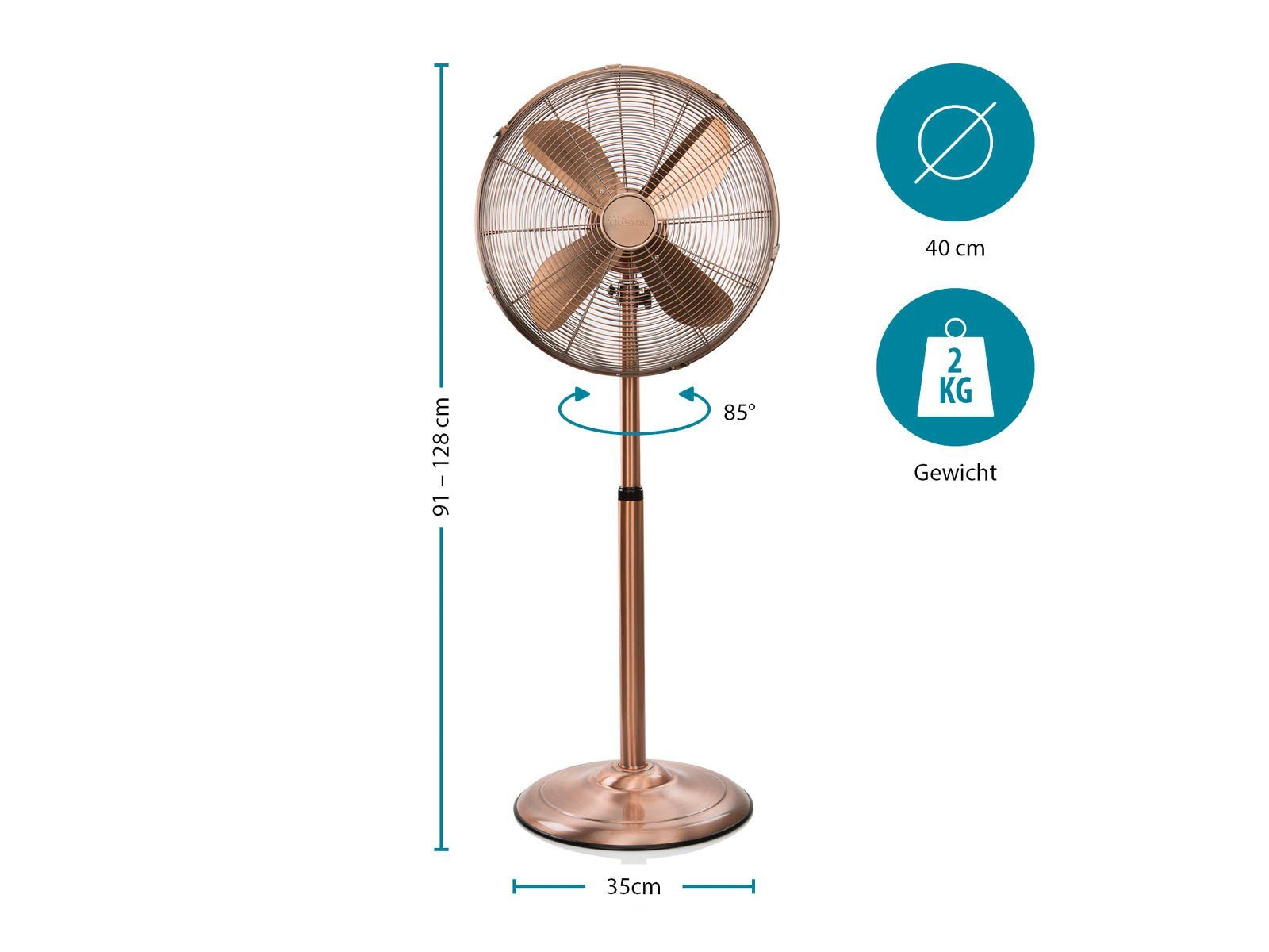Windmaschine Zimmer Winderzeuger Großer Raum-Lüfter Standventilator, Kupfer Design Tristar