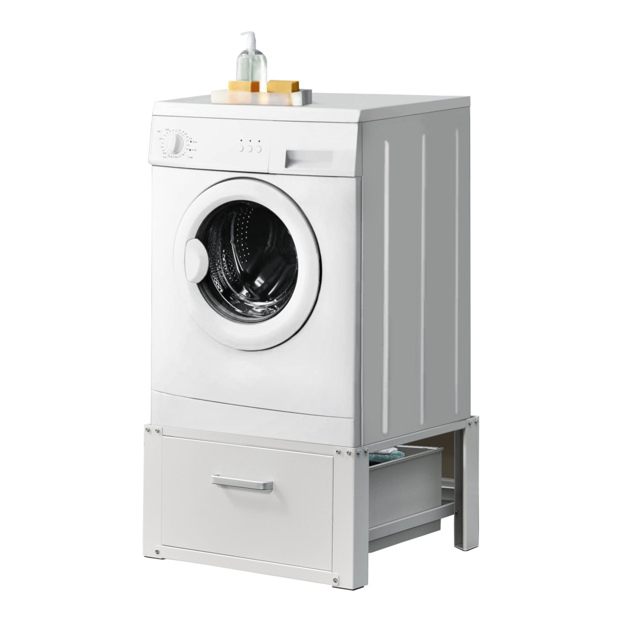 Schublade 63x54x31cm Waschmaschinenunterschrank mit »Comfortixx« en.casa Weiß