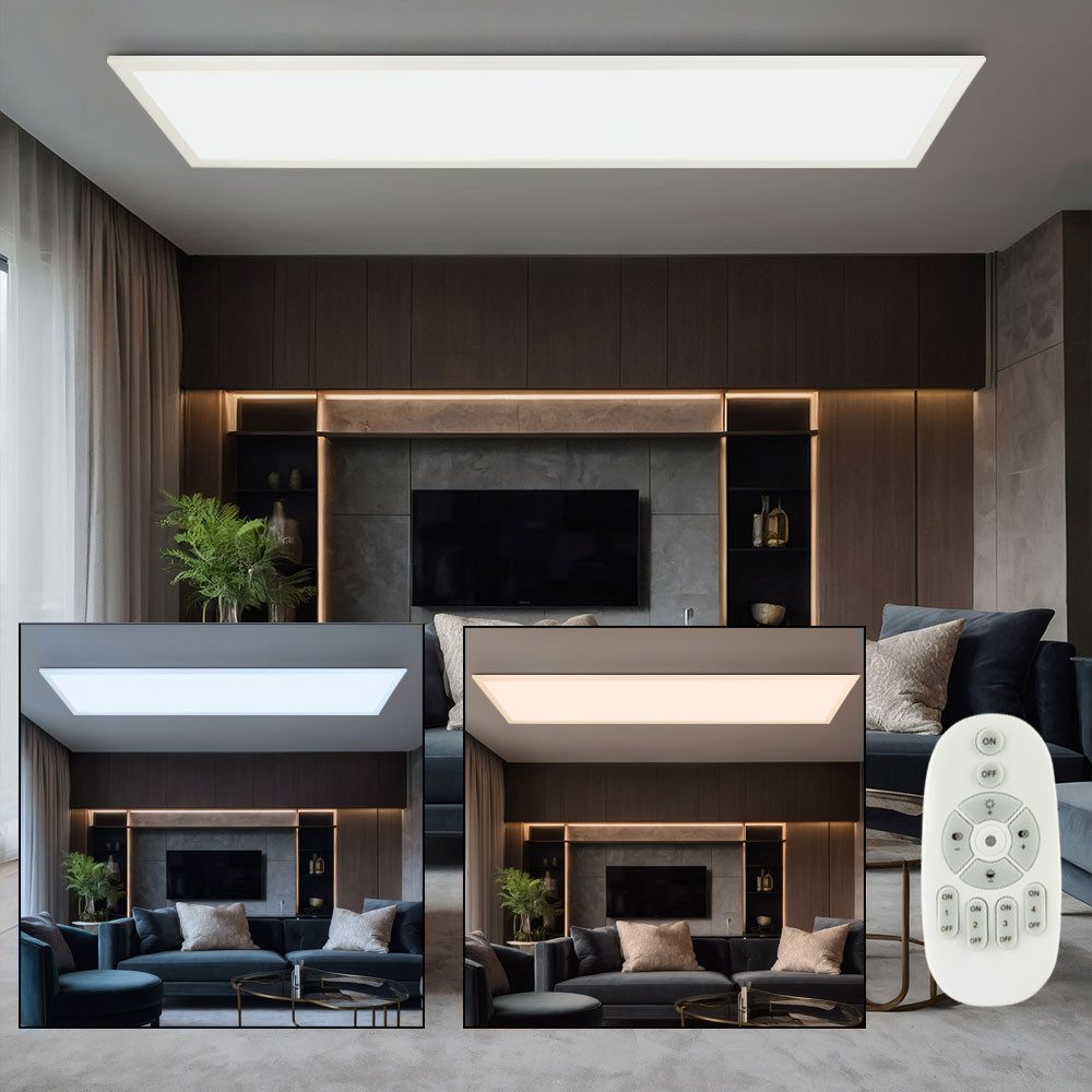 GLOBO LIGHTING LED Panel, LED-Leuchtmittel fest verbaut, Farbwechsel, Neutralweiß, Kaltweiß, Warmweiß, Tageslichtweiß, Aufbau Panel Deckenlampe dimmbar Fernbedienung Tageslicht LED L 120 cm