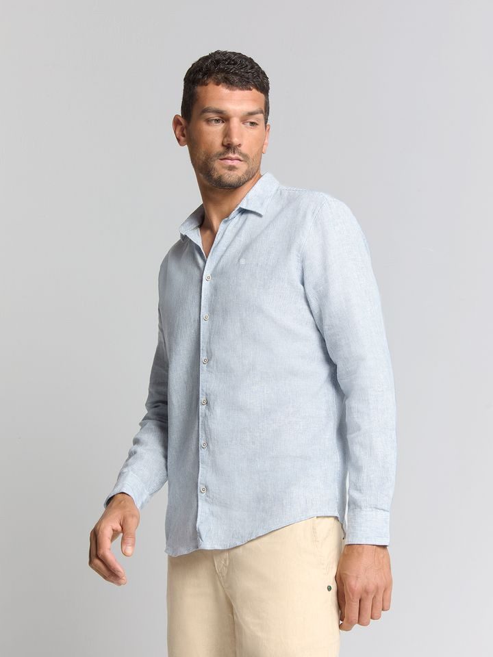 NO EXCESS Langarmhemd - Sommerhemd - Leinenhemd - Shirt Verical stripes günstig online kaufen
