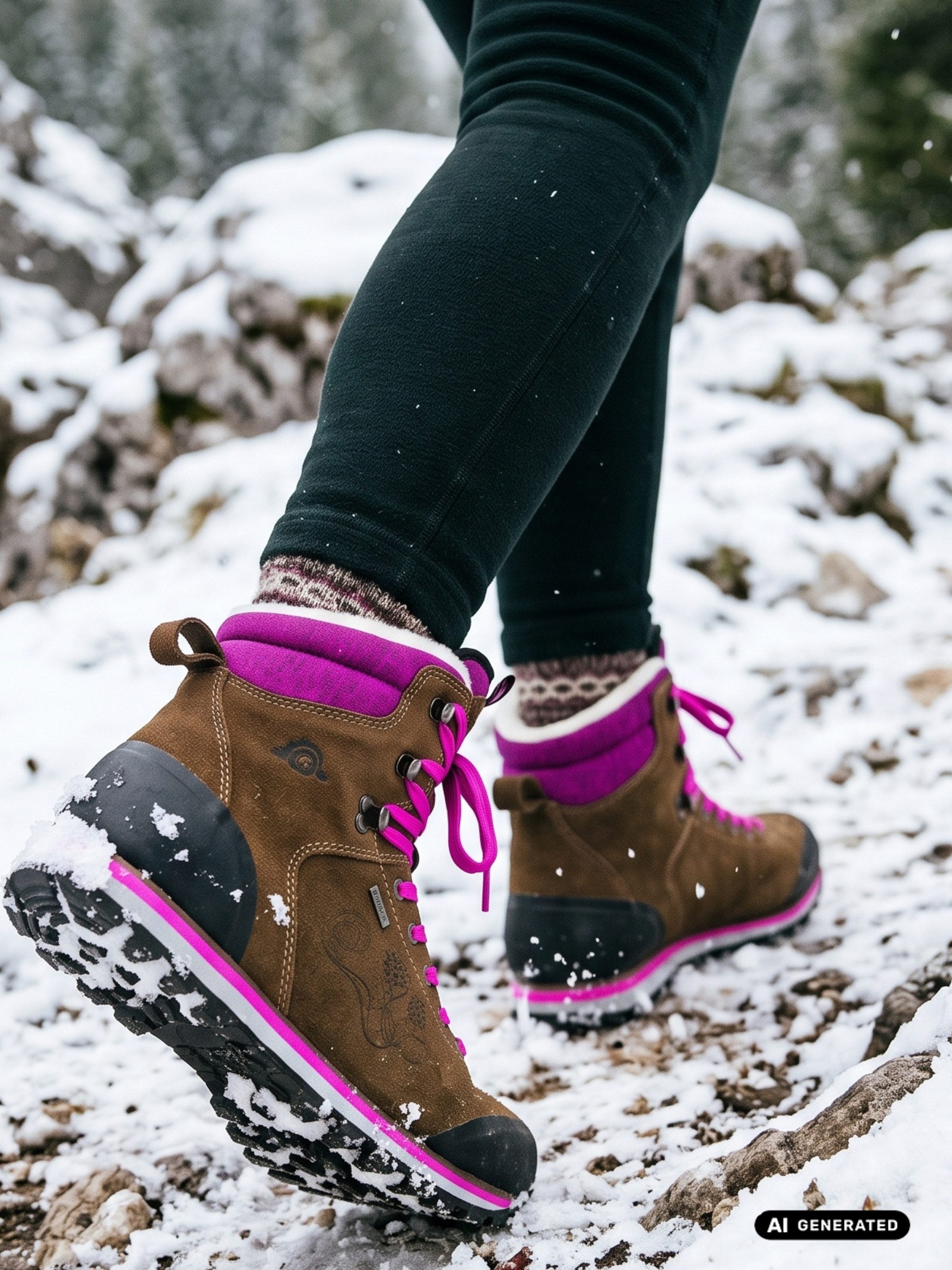 GUGGEN Mountain Damen Winterstiefel Wanderstiefel Wanderschuhe Fellstiefel HPM59v2 Winterstiefel wasserdicht – Bild 3 von 5