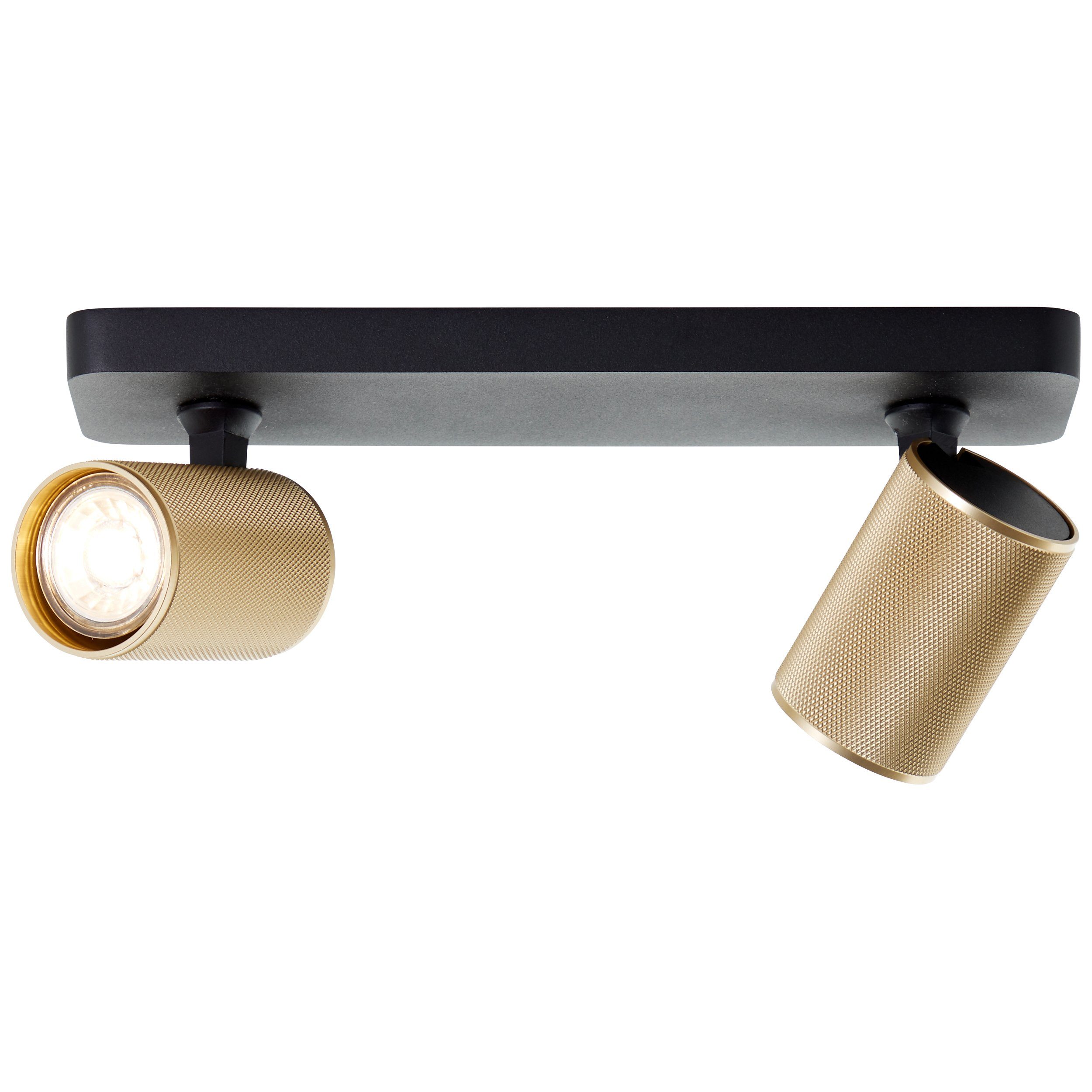 Brilliant Deckenstrahler Marty, LED wechselbar, Warmweiß, Spotbalken schwenkbar, 12x31x9cm, GU10, 345lm, schwarz/matt gold