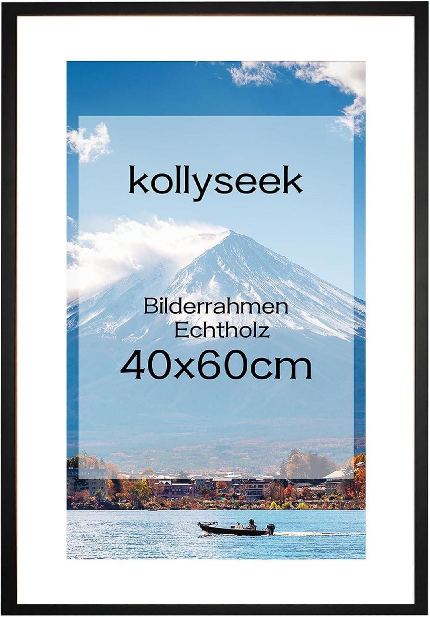 LuxusKollektion Einzelrahmen Bilderrahmen 40x60cm Echtholz mit Passepartout und