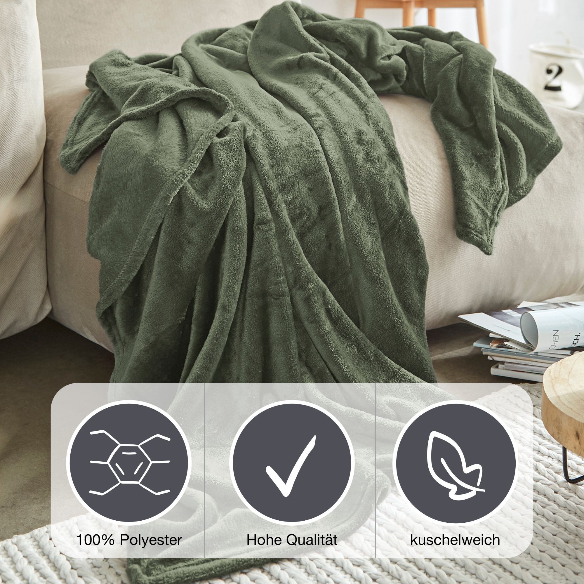 Wohndecke Uni Fleecedecke Olbia, IBENA, einfarbig günstig online kaufen