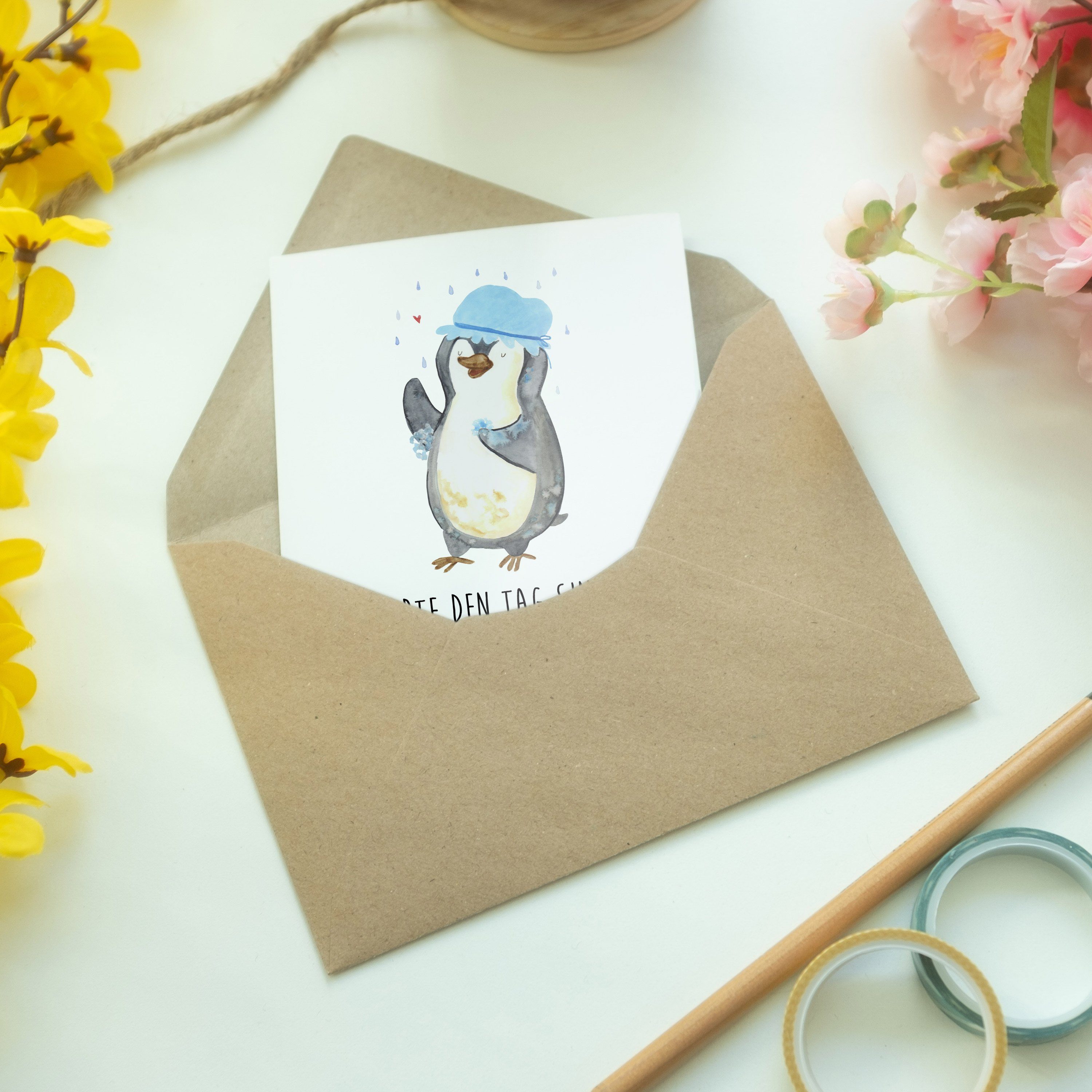- Geschenk, Panda Mrs. Glückwunsc Pinguin & Mr. - duscht Hochzeitskarte, Weiß duschen, Grußkarte