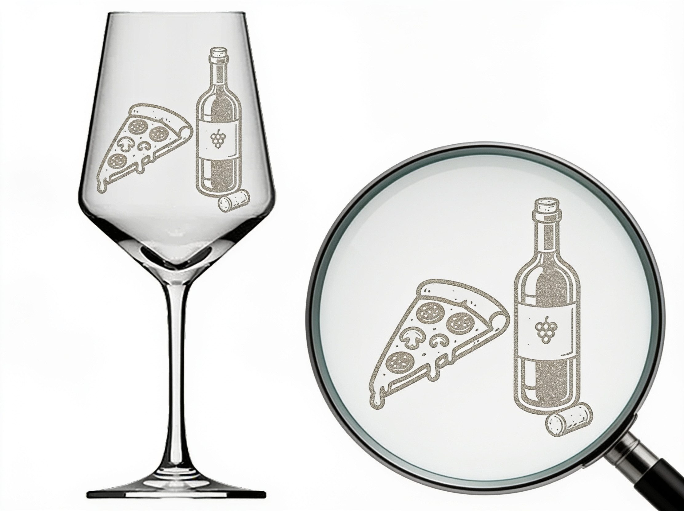 eXODA Weinglas Weinglas Gravur Italien mit Pizza und Rotwein spülmaschinenfest 350 ml, 1-tlg., Glas, Atemberaubende Darstellung