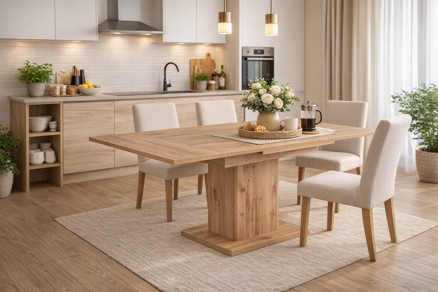 moebel-direkt-online Säulen-Esstisch in vier attraktiven Farbdekoren lieferbar, ausziehbar