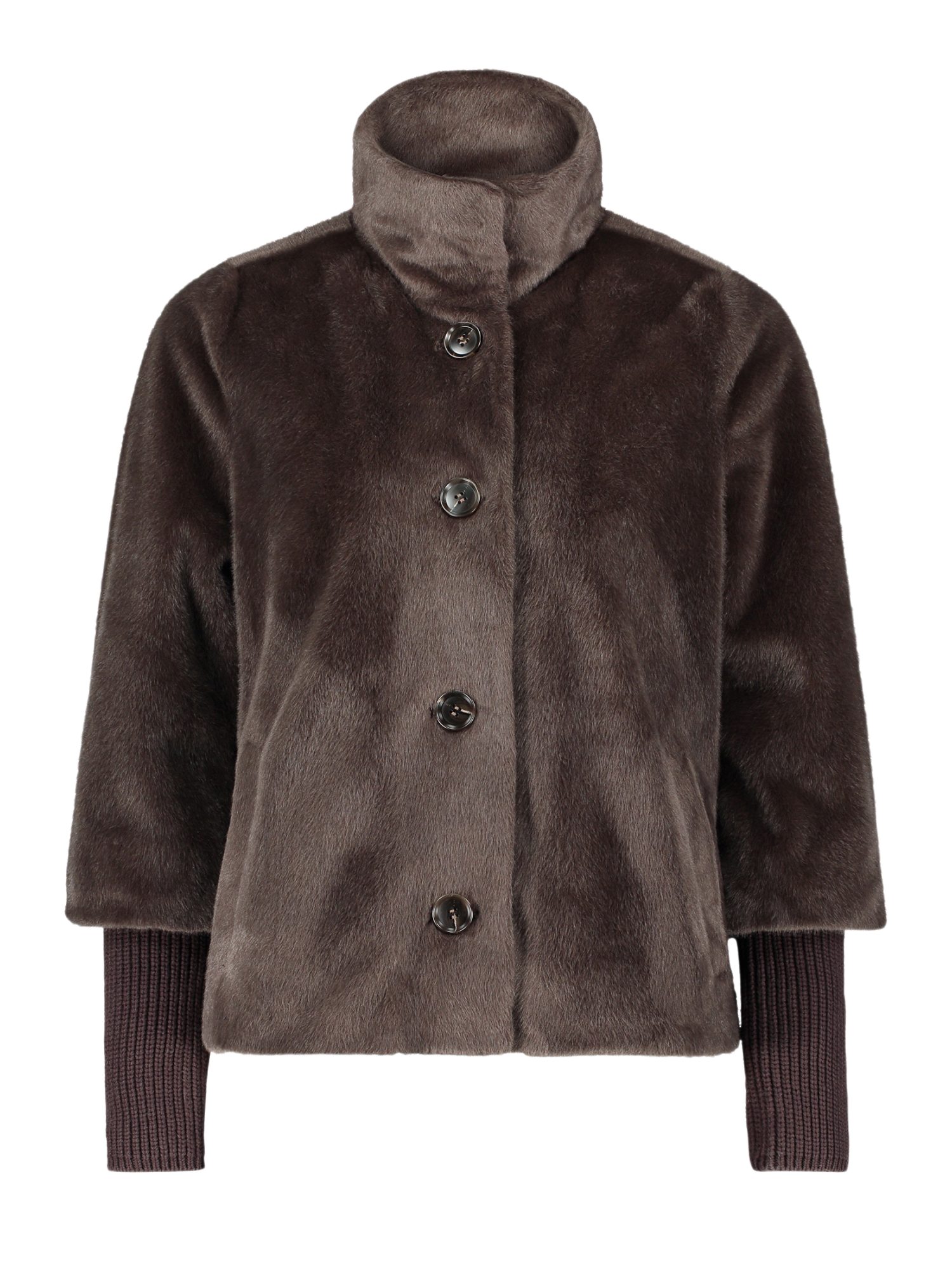 Betty Barclay Wolljacke braun,Outdoor,Polyester,Unifarben,Stehkragen,Lang,Relaxed Fit