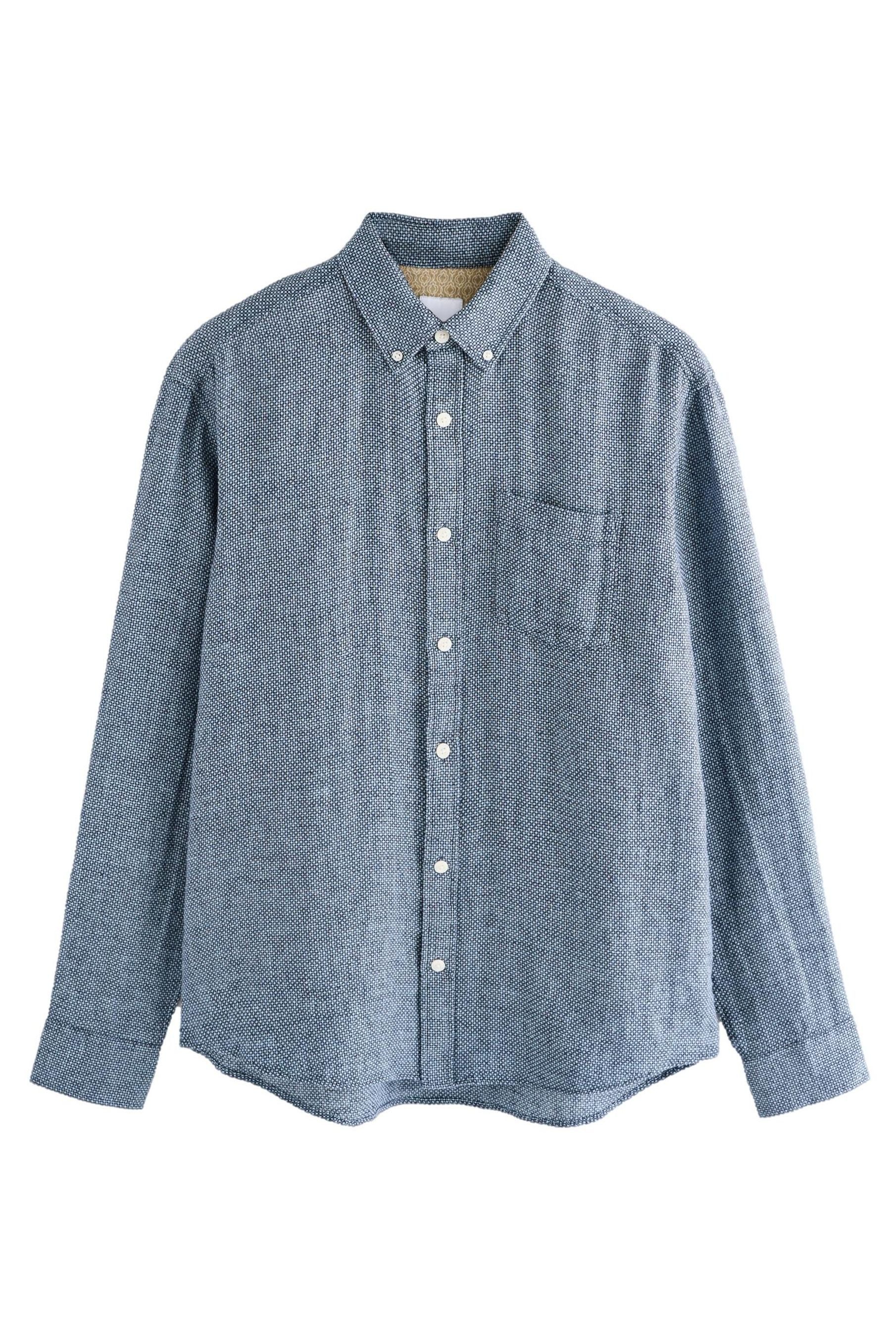 Next Langarmhemd Langärmeliges Hemd aus Baumwolle und Leinen (1-tlg)