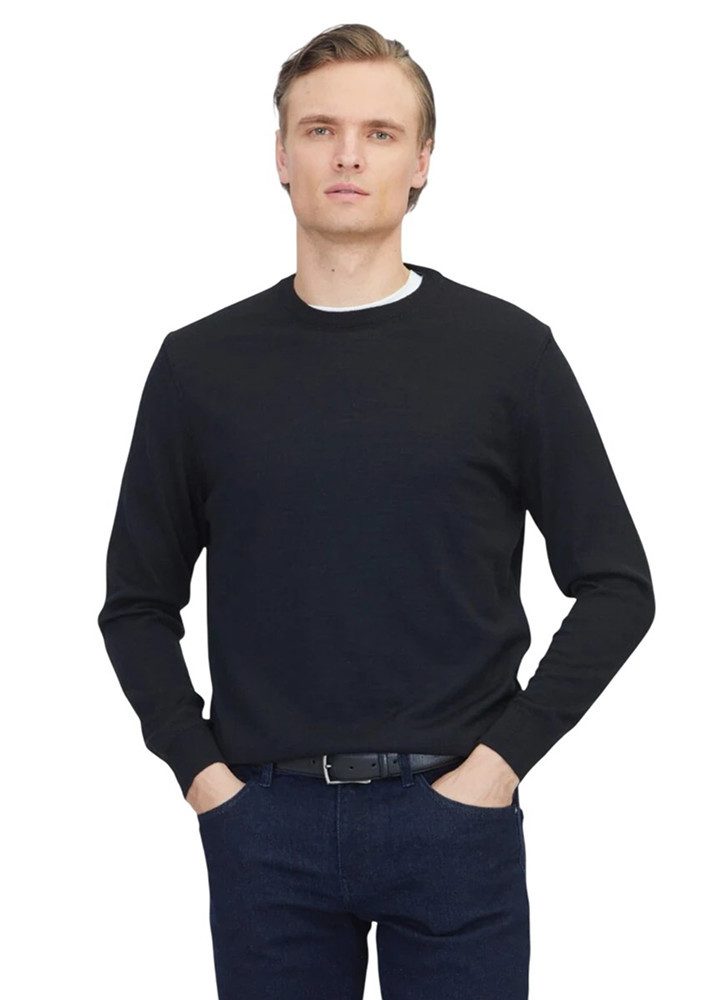 RAMSEY Longpullover Schwarzes Strick-Sweatshirt