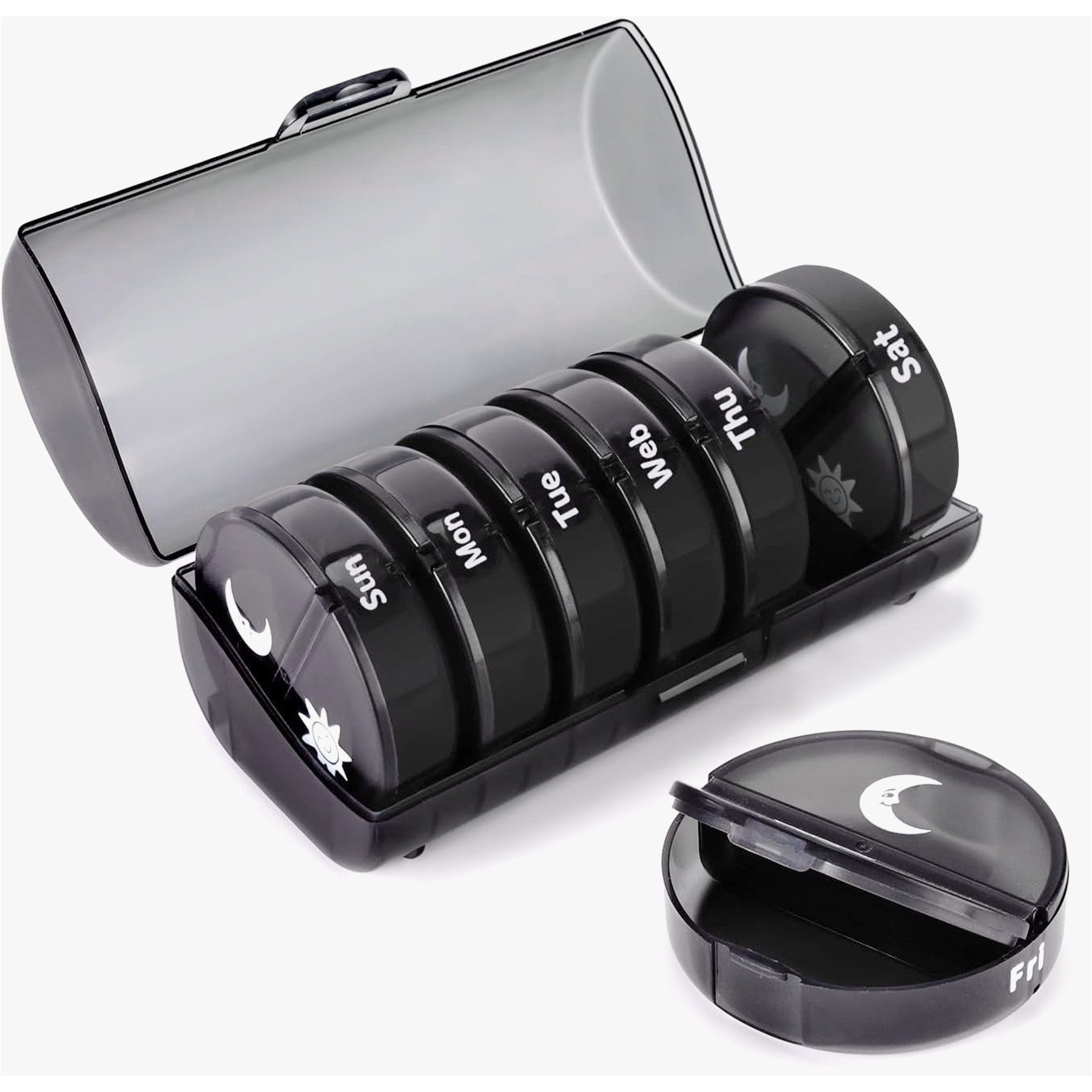 Pillendose Tablettenbox Morgens Abends,Pillendose 7 Tage 2 Fächer,medikamentenbox