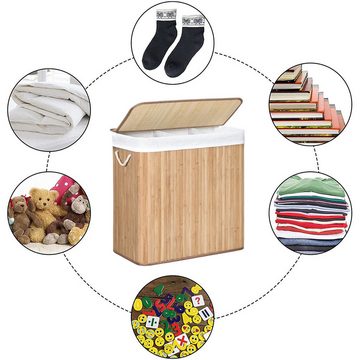 Kpaloft Aufbewahrungskorb Aufbewahrungsbox aus Bambus, Regalkorb, Wäschekorb (Handgefertigter Flechtkorb, Pflanzkorb, Wäschesammler), für Badezimmer, Waschküche, 60x40x61.5cm