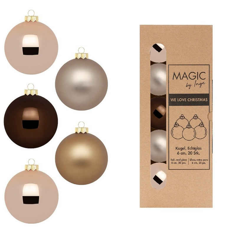 MAGIC by Inge Christbaumschmuck, Weihnachtskugeln Glas 6cm Elegant Lounge 20 Stück